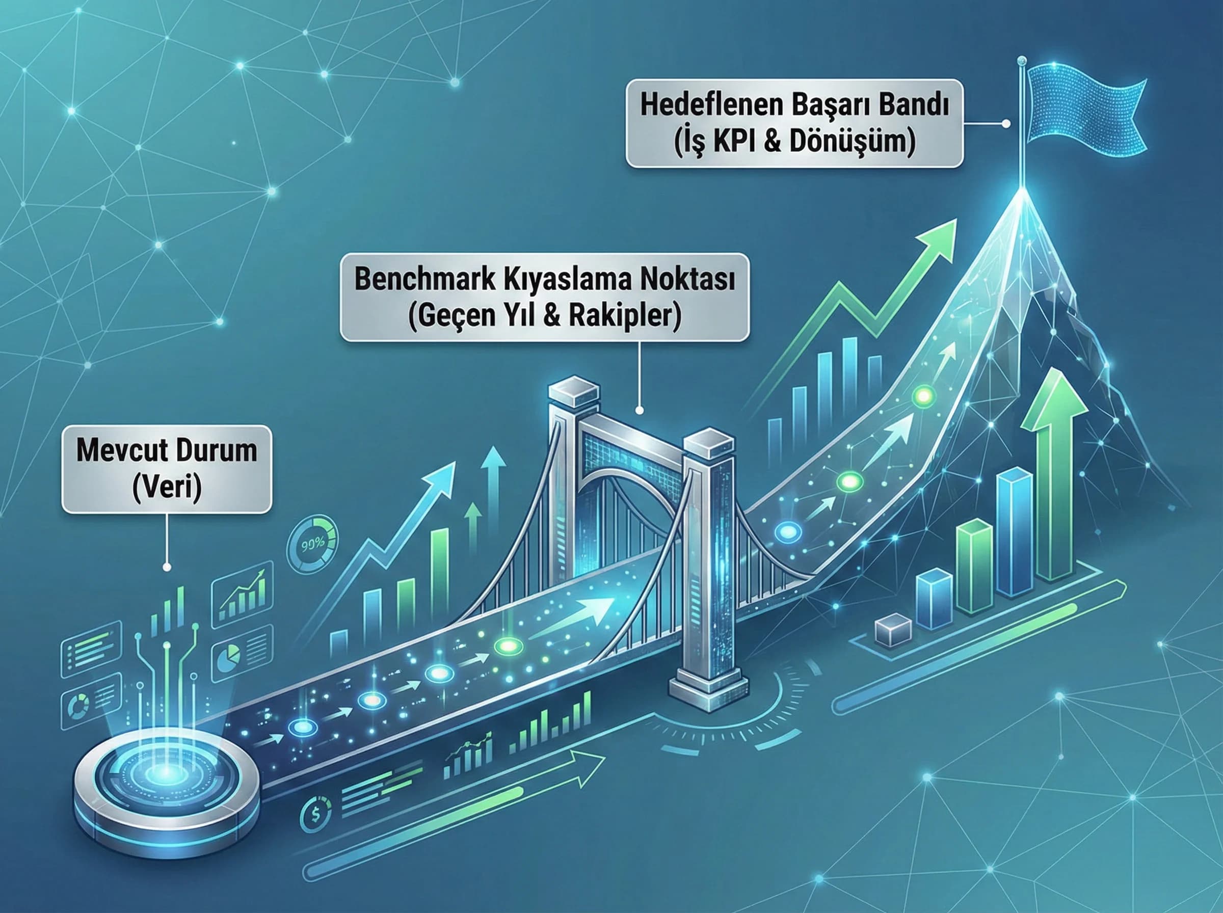 Benchmark hedef geçişi, amaç kıyasla karar vermek, kurumsal bağlam