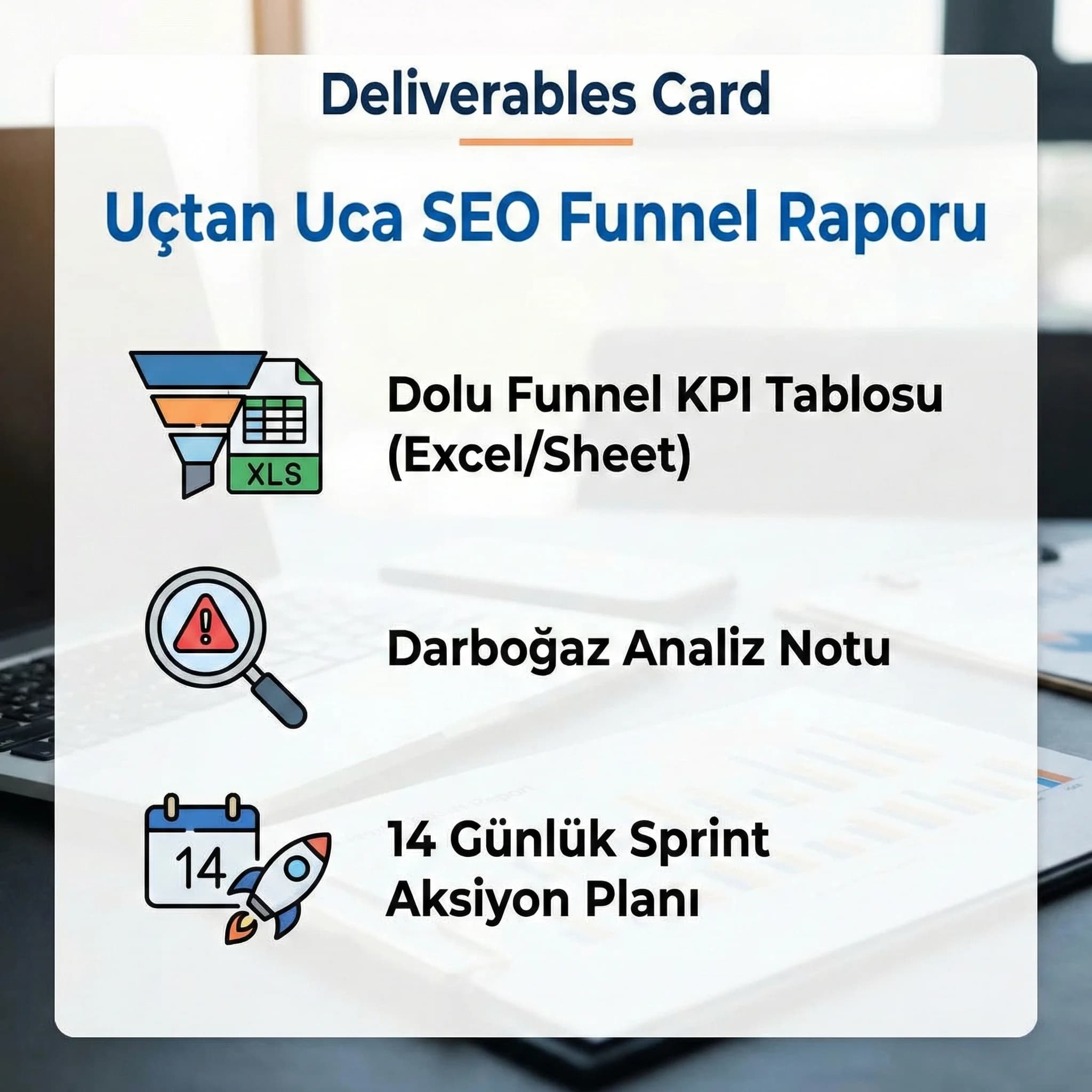 Funnel rapor çıktıları kartı, amaç karar ve takip, kurumsal bağlam