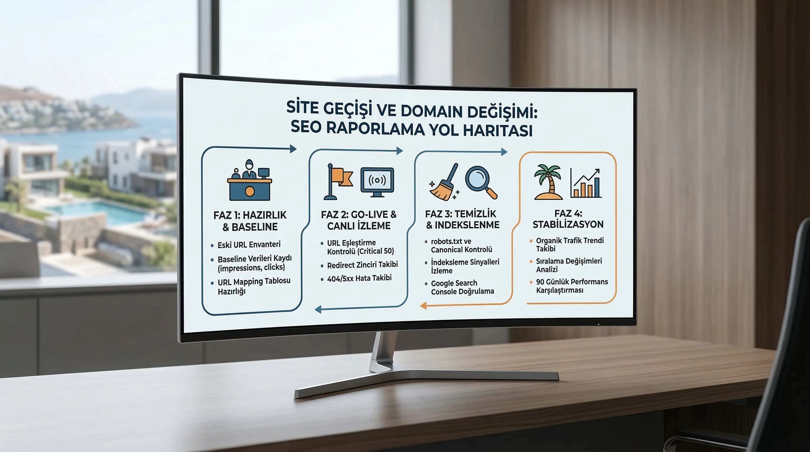 Migration akış özeti görseli, amaç yol haritası, otel pazarlama bağlamı