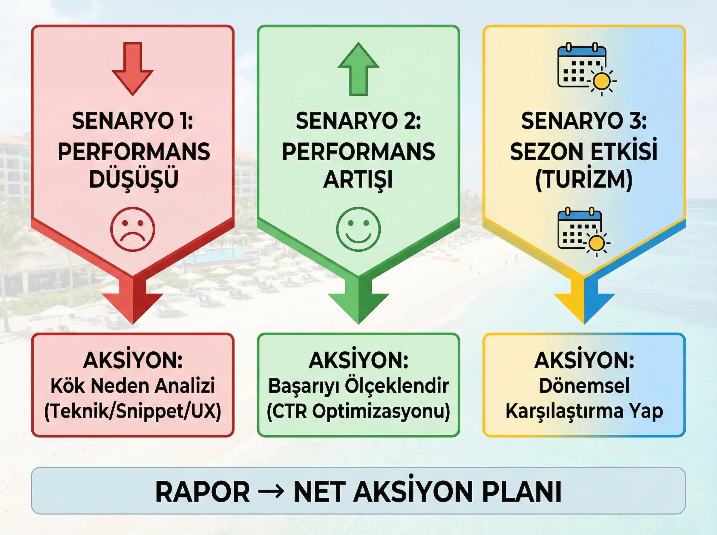 Senaryo bazlı okuma ayırıcı, amaç aksiyon planı, hizmet sitesi raporlama bağlamı