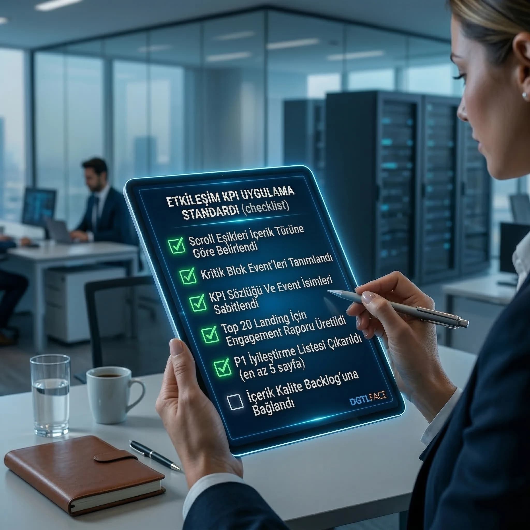 Etkileşim KPI checklist kartı, amaç uygulama adımları, içerik ekibi bağlamı