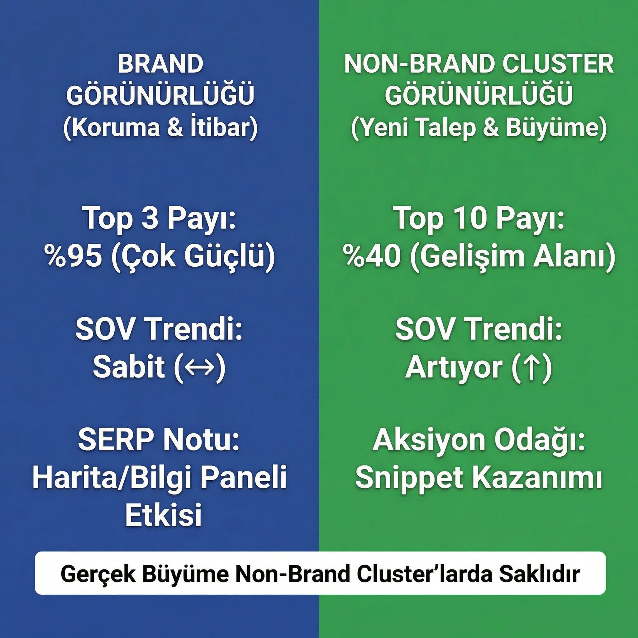 Brand/non-brand görünürlük kartı, amaç büyüme alanı, turizm pazarlama bağlamı