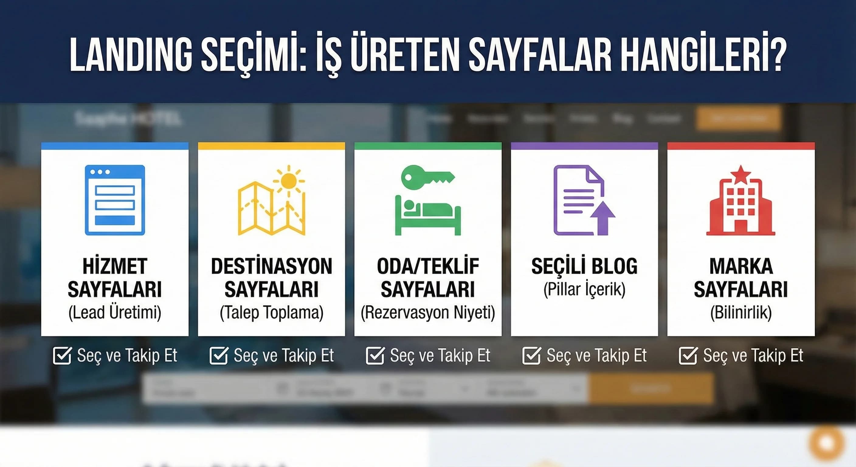 Landing seçimi ayırıcı, amaç kapsam belirlemek, otel sitesi bağlamı
