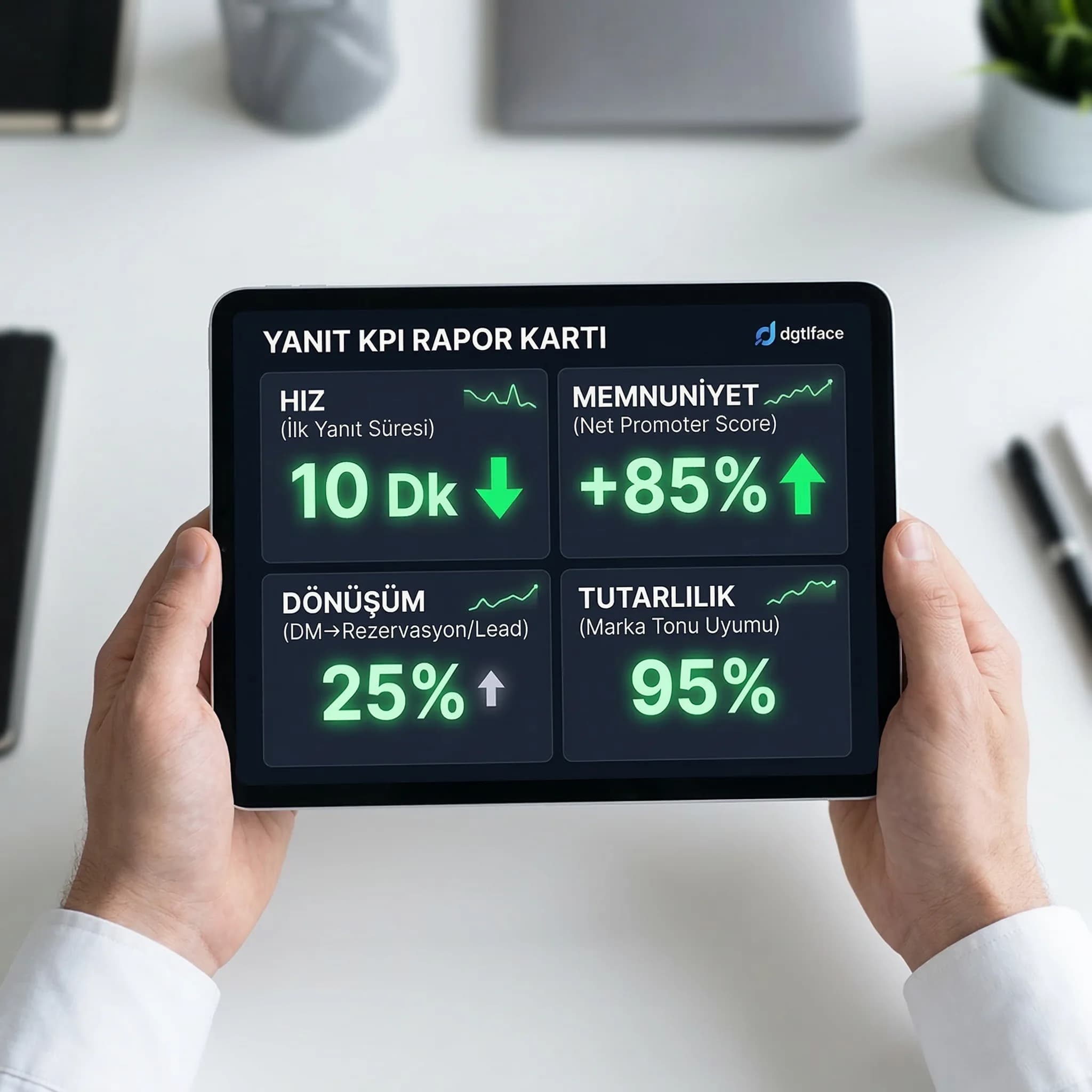 Yanıt KPI kartı: hız, memnuniyet, dönüşüm