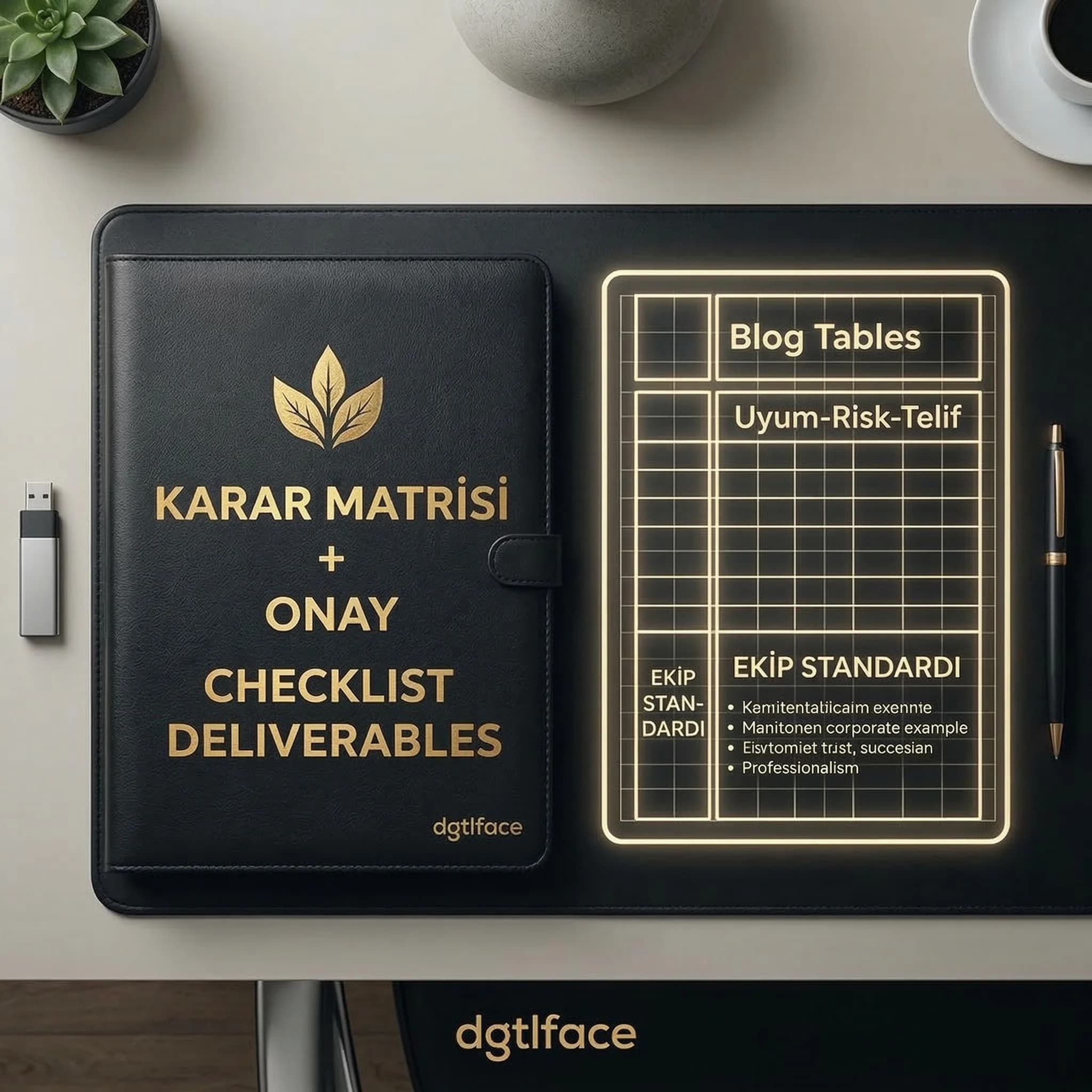 Karar matrisi ve onay checklist deliverables, ekip standardı