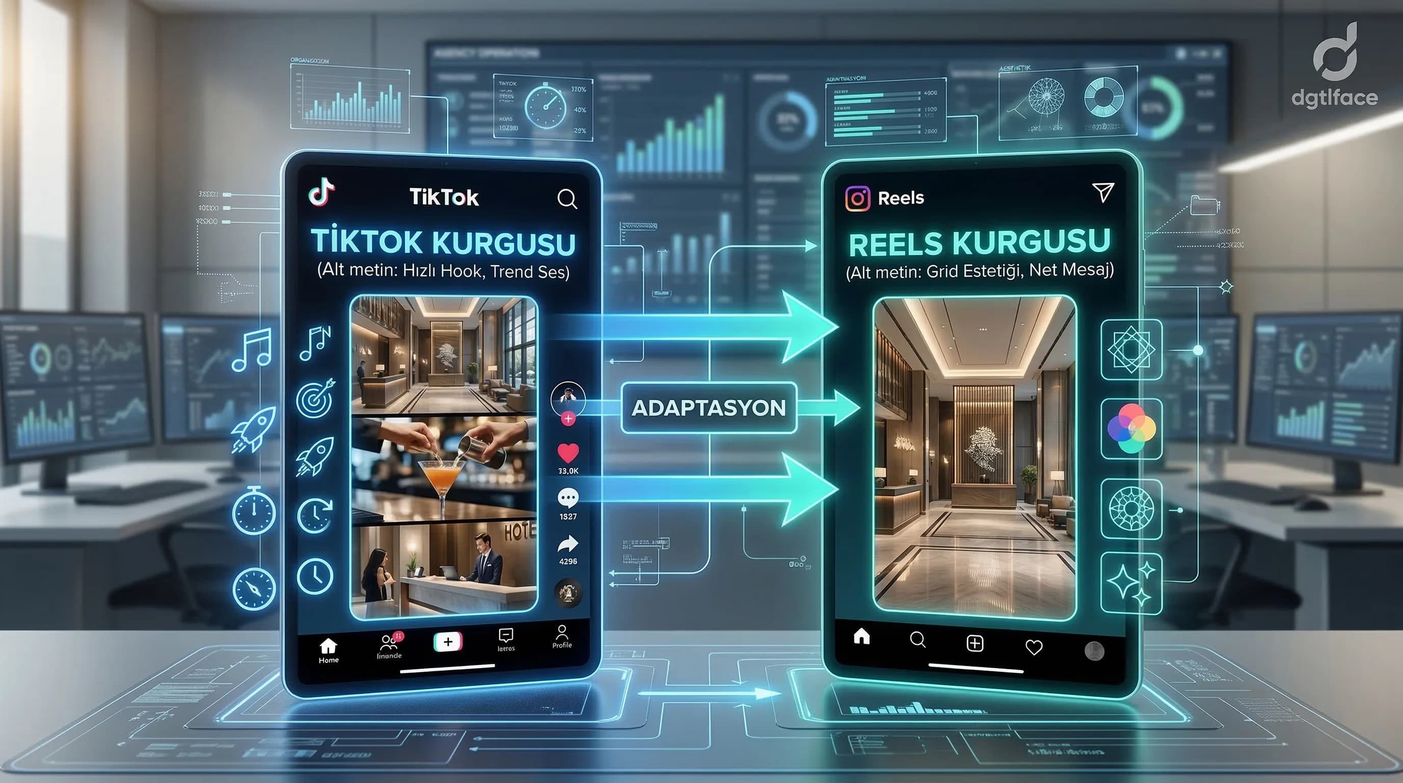 Aynı sahnenin TikTok ve Reels için farklı kurgusu, adaptasyon