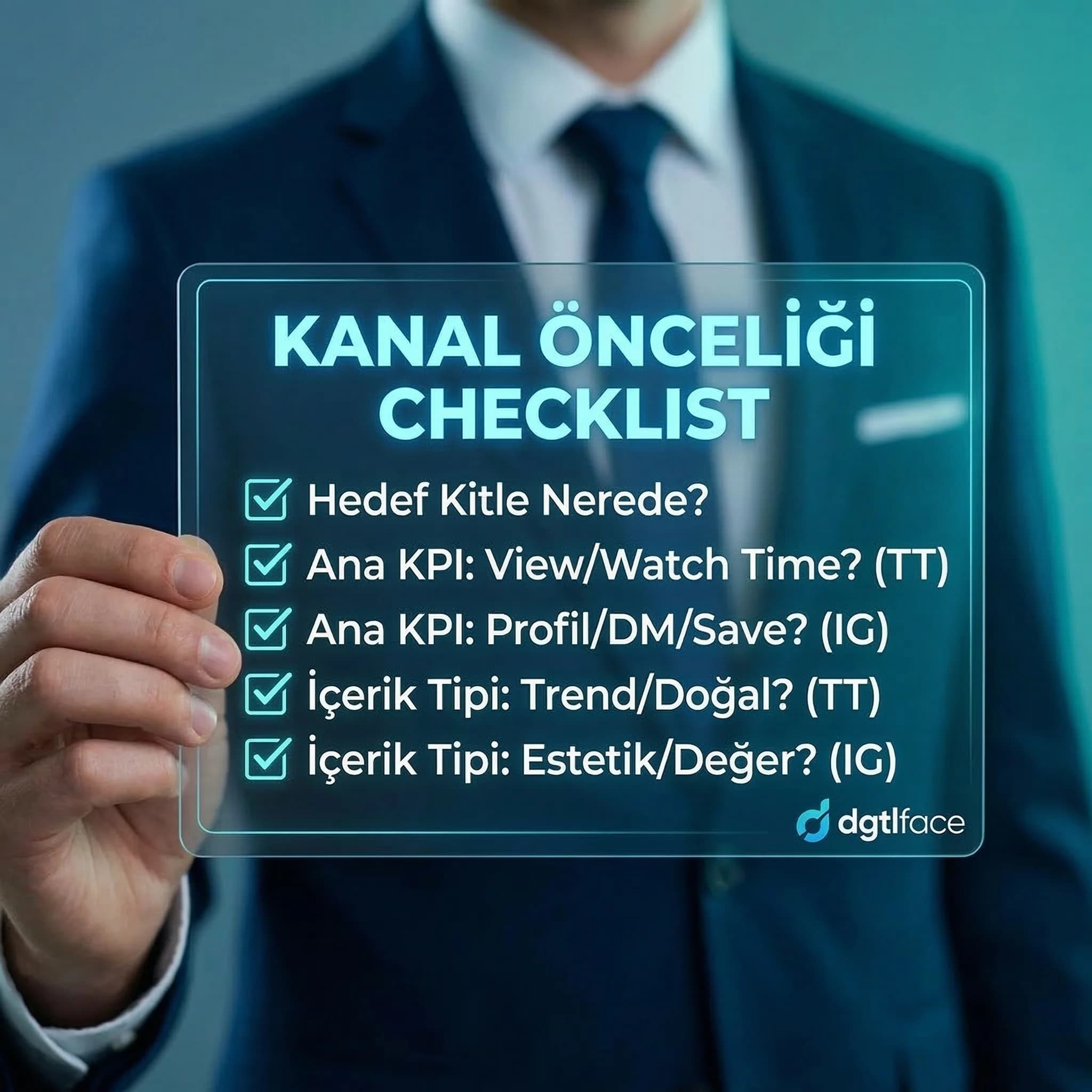 Kanal önceliği checklist kartı, karar matrisi