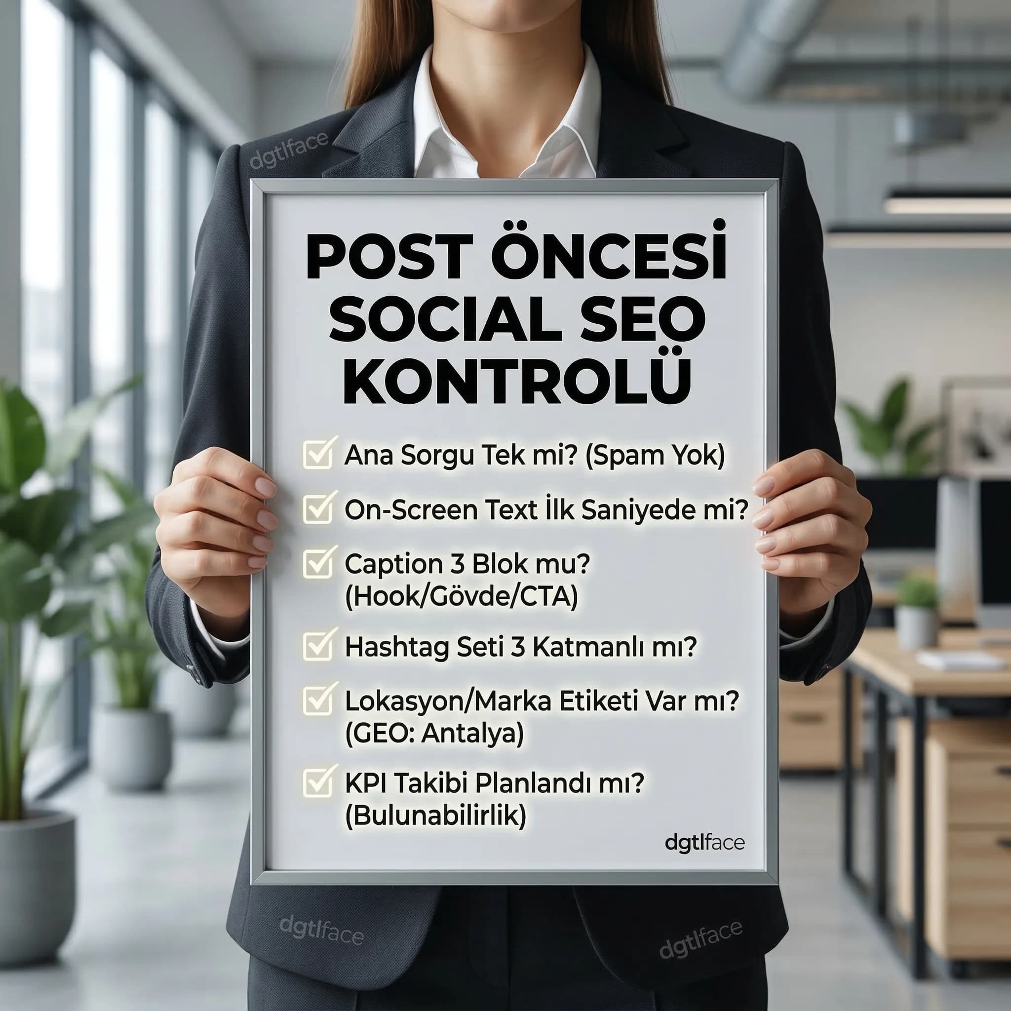 Post öncesi Social SEO kontrol listesi, bulunabilirlik, otel bağlamı