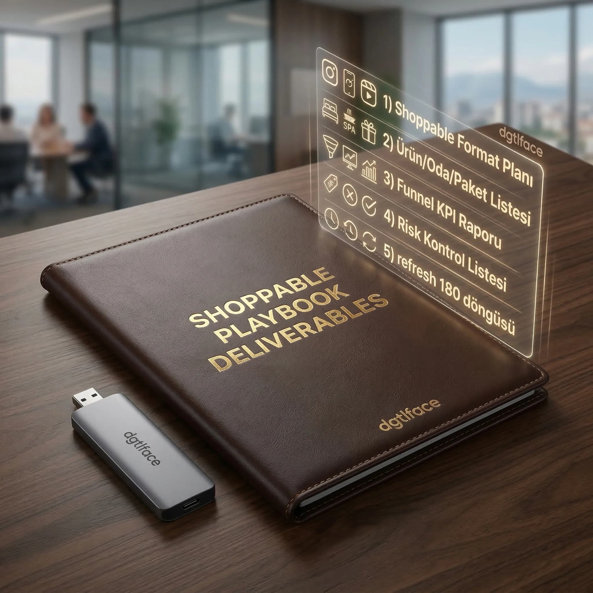 Shoppable playbook çıktıları, funnel raporu, otel bağlam