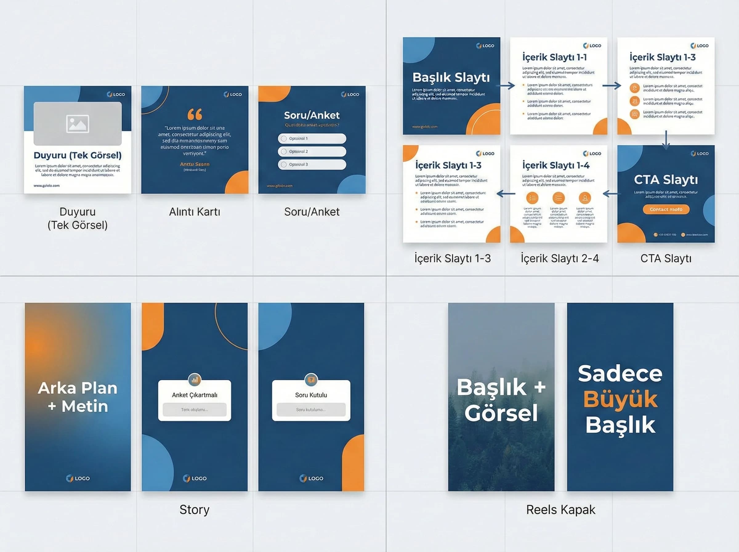 Formatlara göre şablonlar bölüm ayırıcı görseli