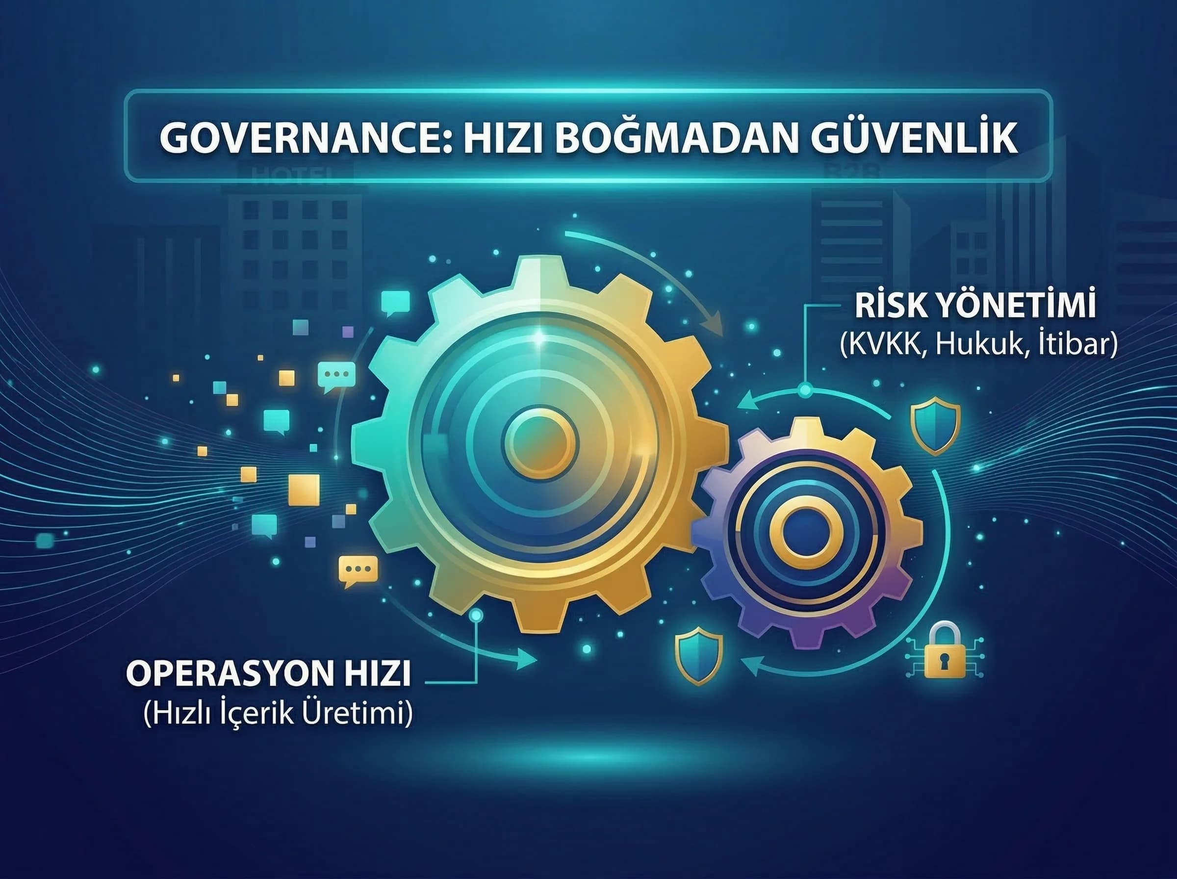 Governance’in operasyon hızını bozmadan risk yönetimini sağlamasını anlatan bölüm görseli