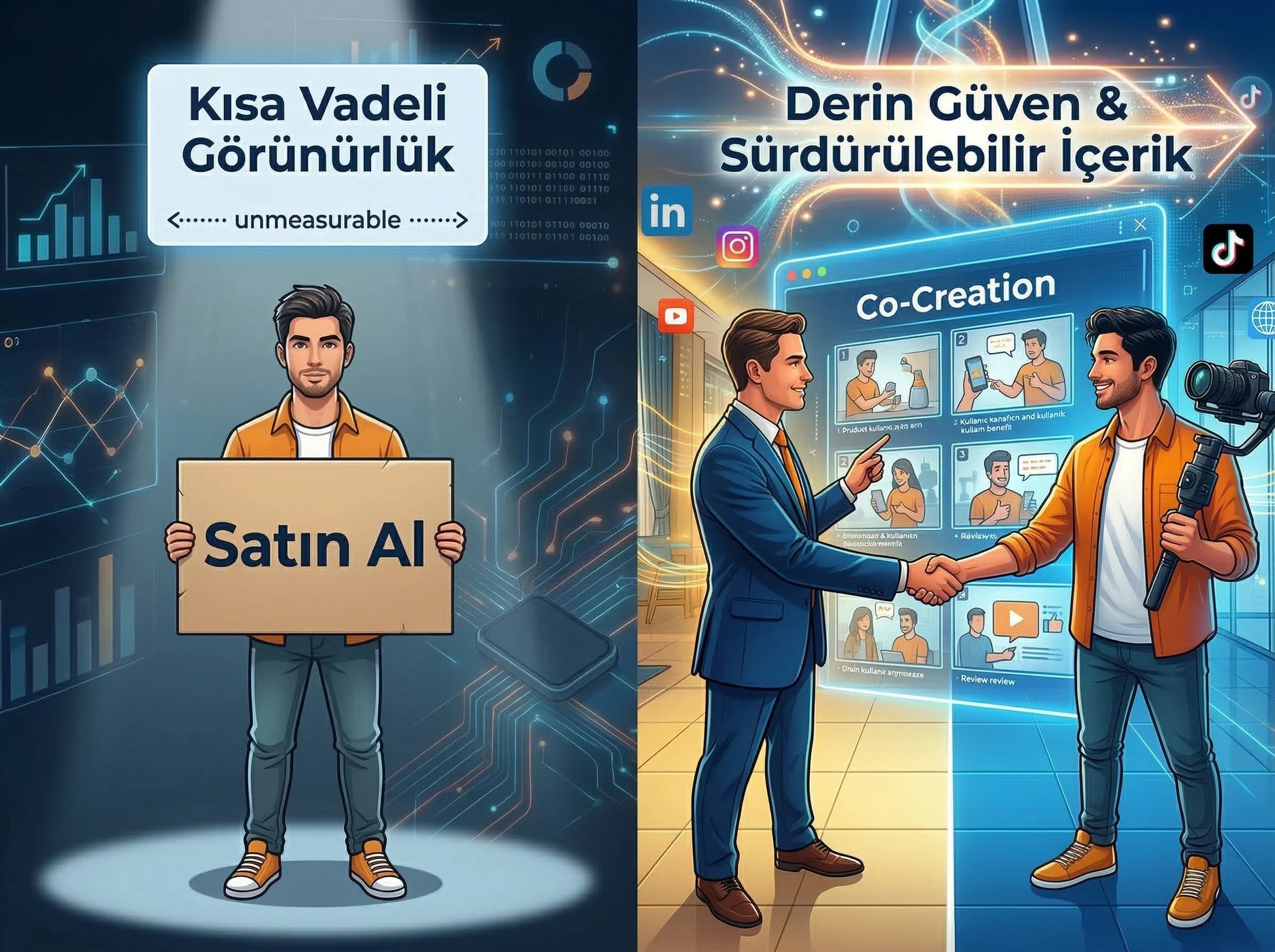 Influencer ve creator farkını ve co-creation yaklaşımını anlatan bölüm görseli
