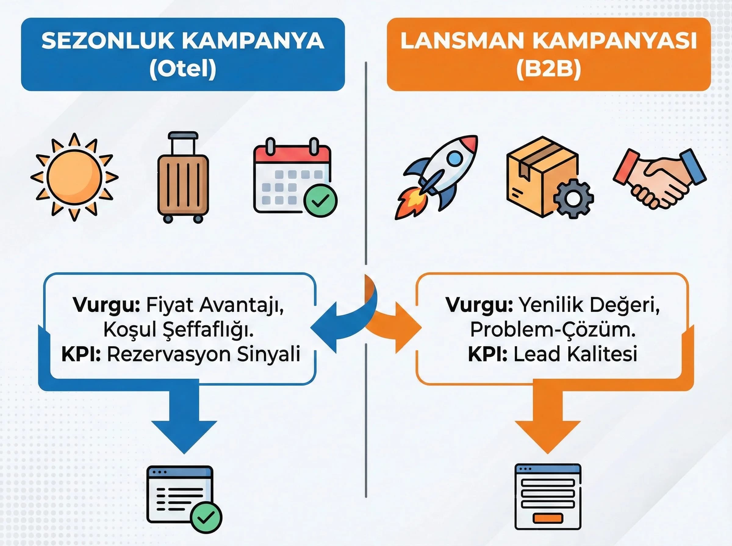 Sezonluk kampanya ve lansman farklarını özetleyen bölüm ayırıcı görseli