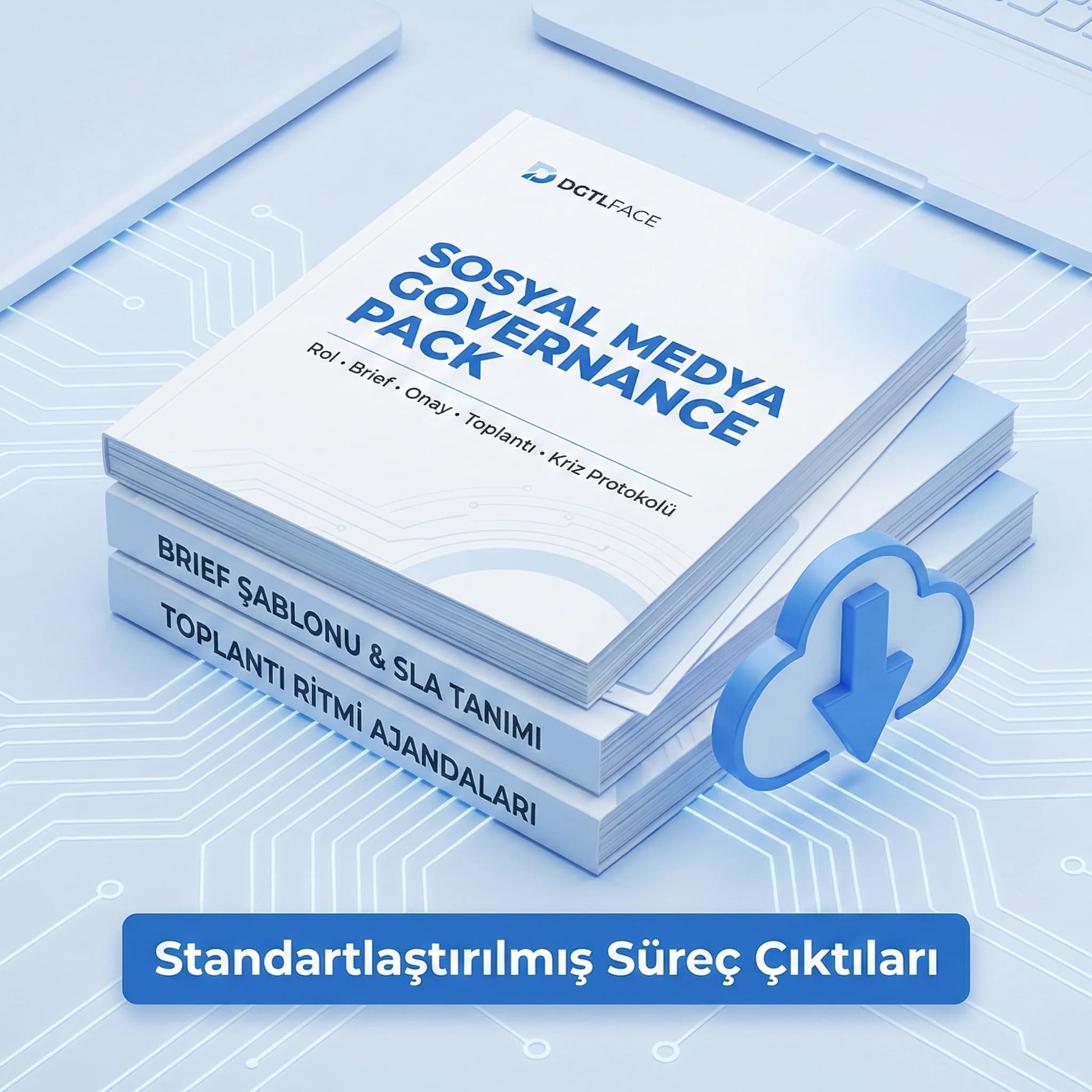 Brief şablonu onay akışı ve toplantı ajandası deliverables setini özetleyen proof kartı