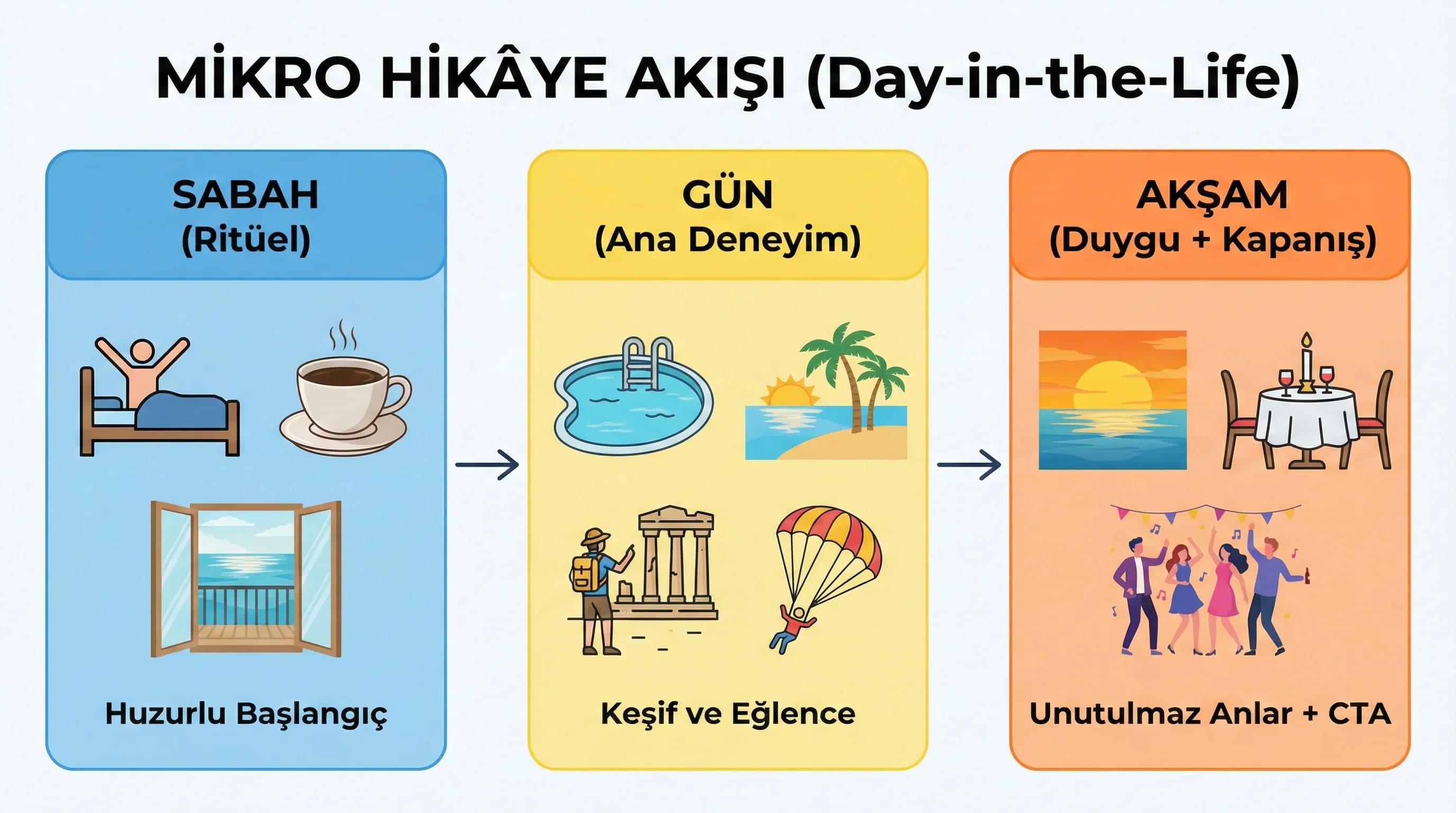 Sabah–gün–akşam akışını özetleyen bağlam görseli