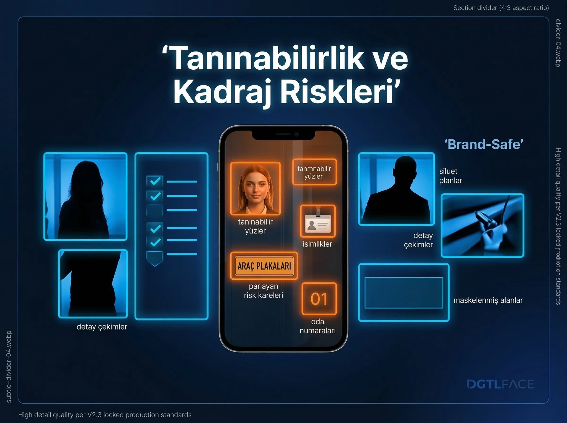 Yüz/çocuk tanınabilirliği ve kadraj risklerini anlatan bölüm ayırıcı