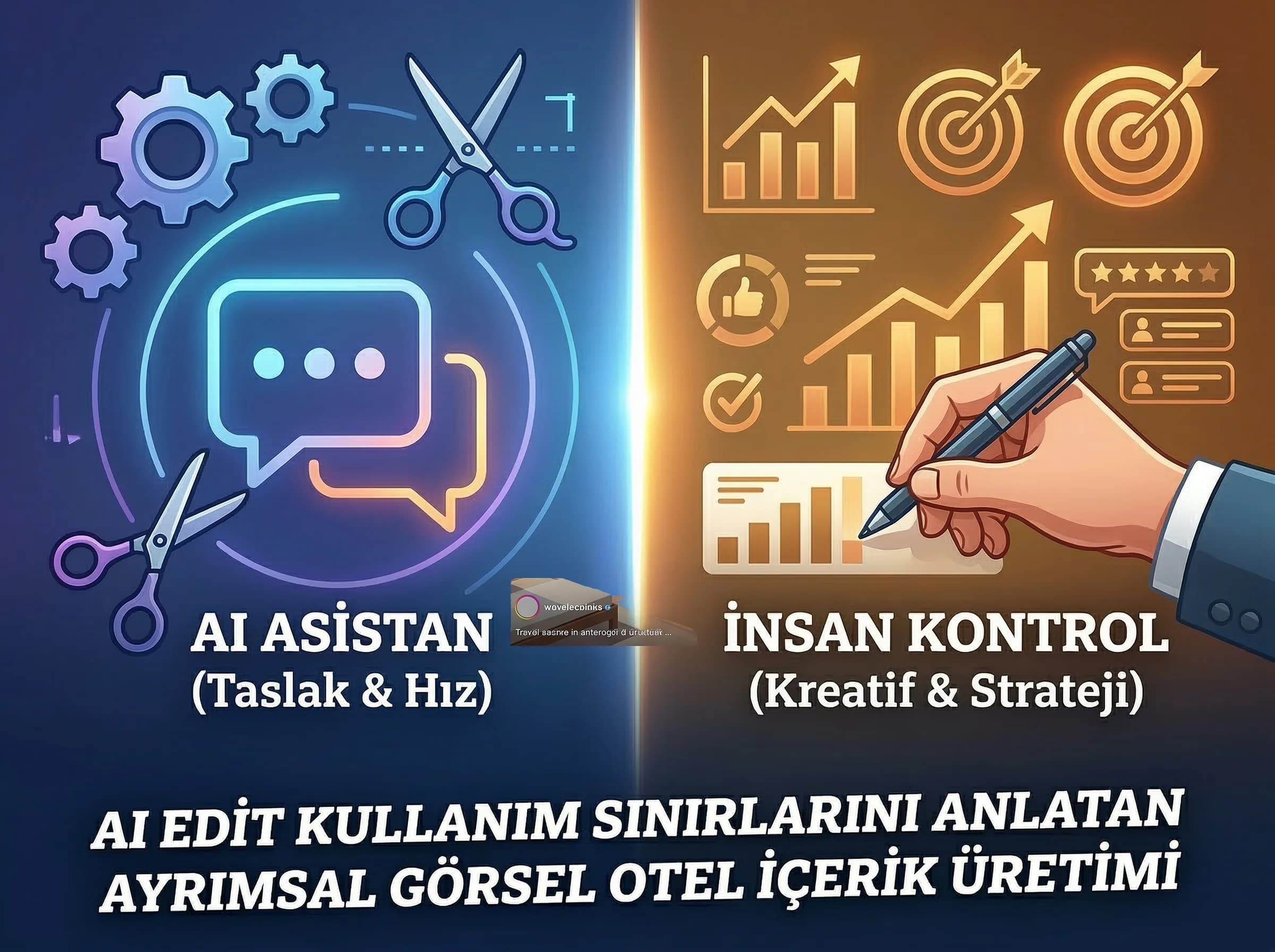 AI edit sınırlarını açıklayan görsel rehber otel pazarlaması bağlamında