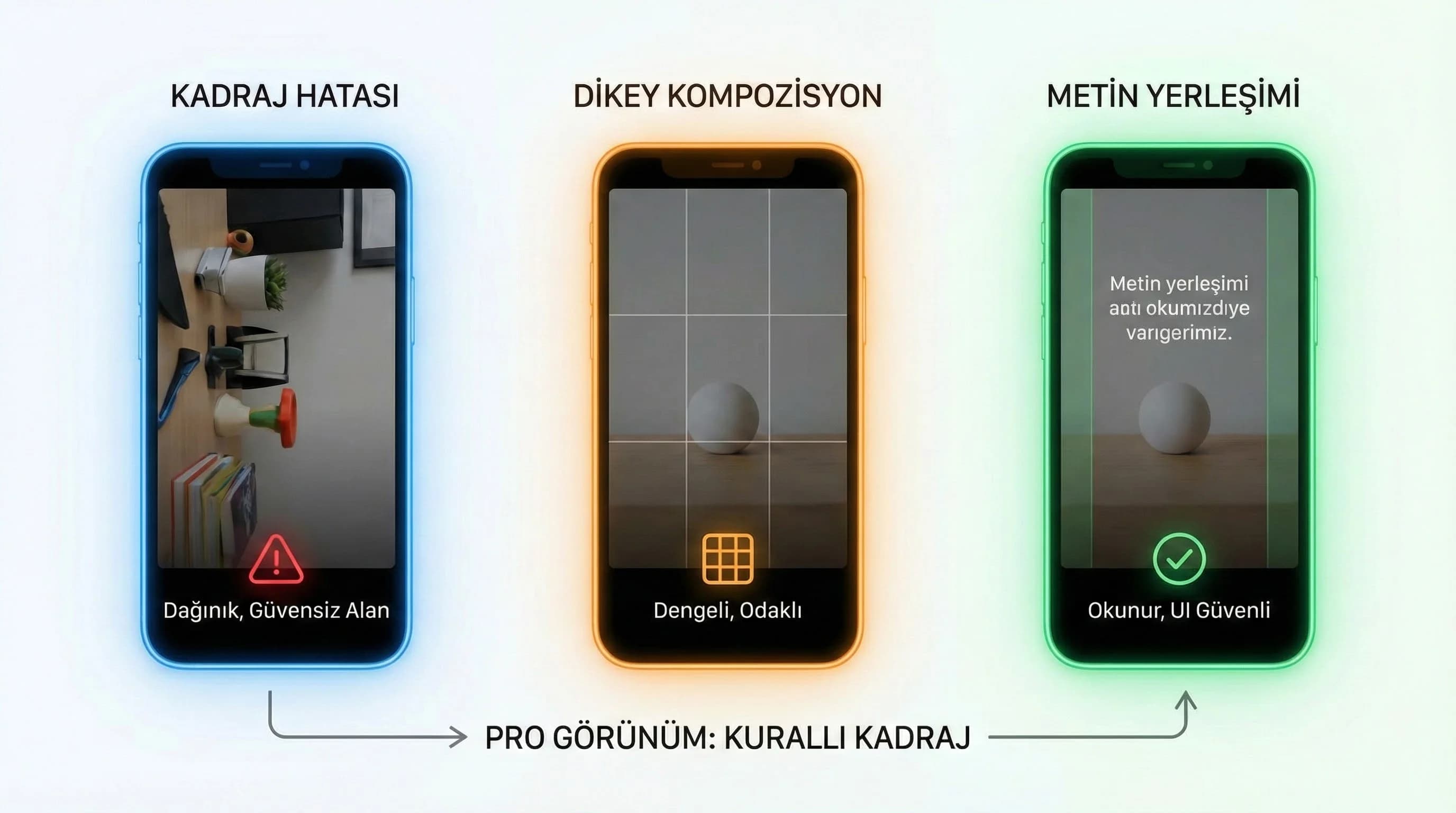 Dikey kadraj ve kompozisyon kurallarını özetleyen bağlam görseli