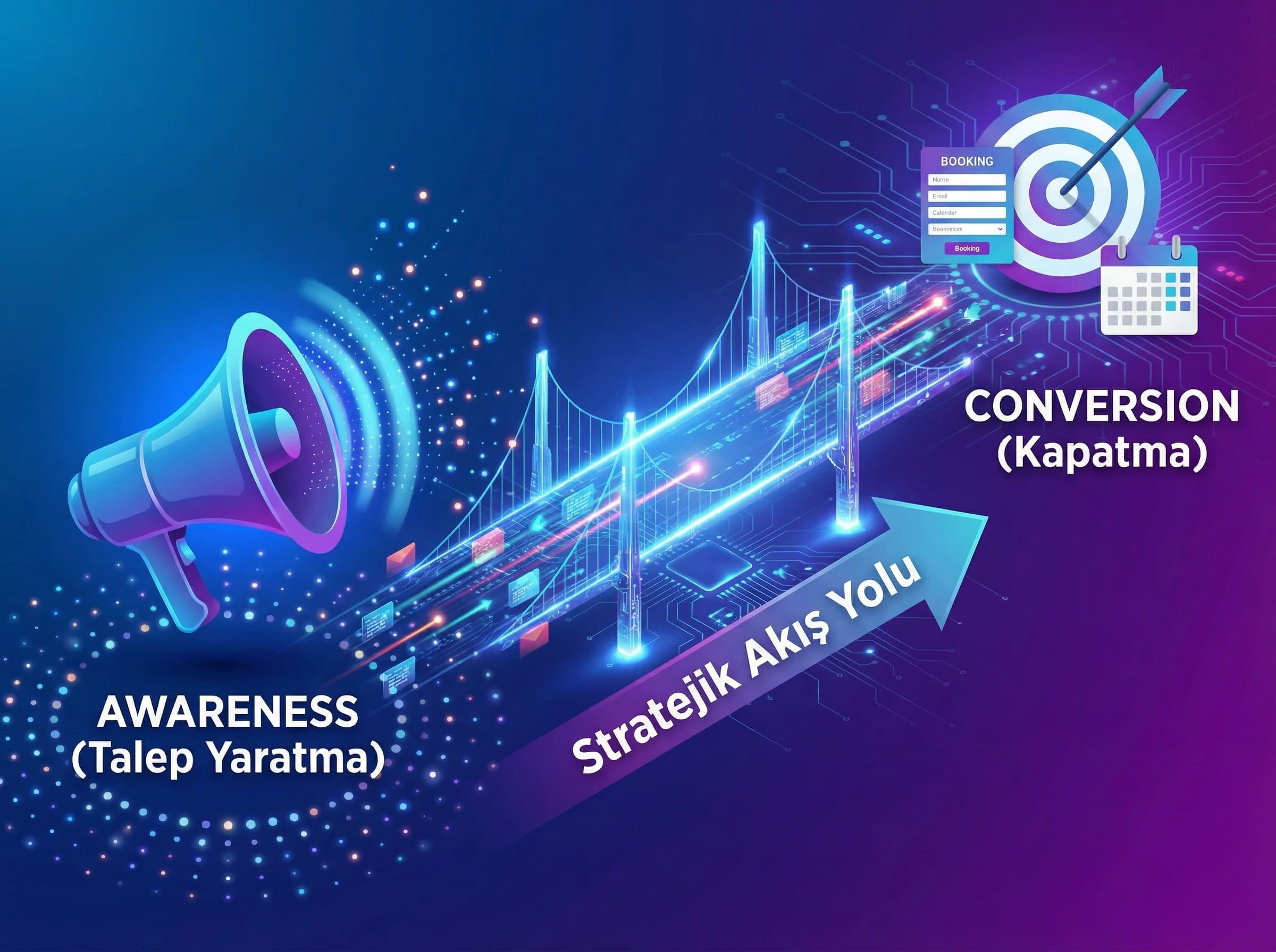 Awareness’ten conversion’a geçişi ayıran sosyal medya reklam bölüm görseli