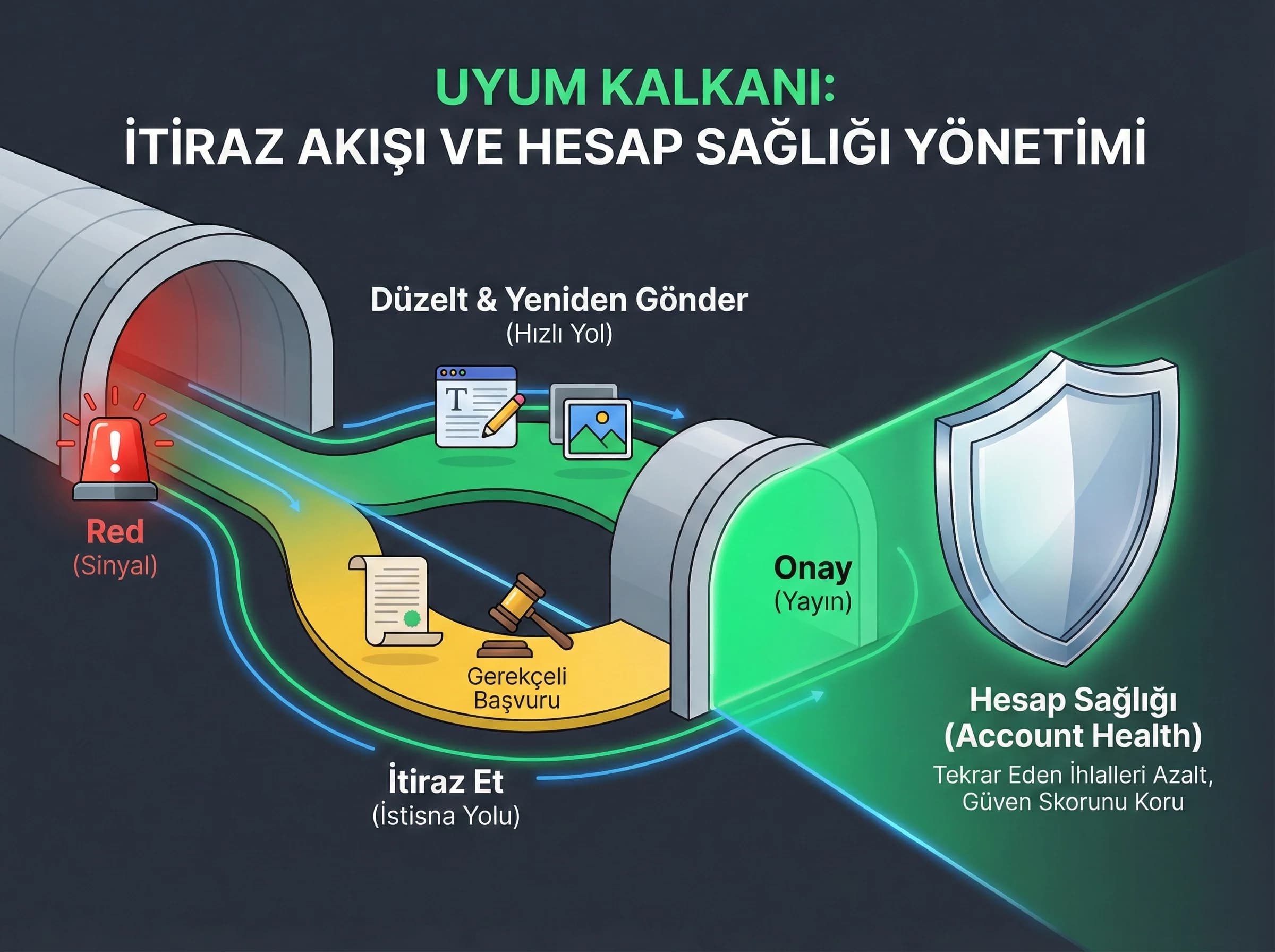 İtiraz ve hesap sağlığı yönetimi, reklam uyum süreç bölümü