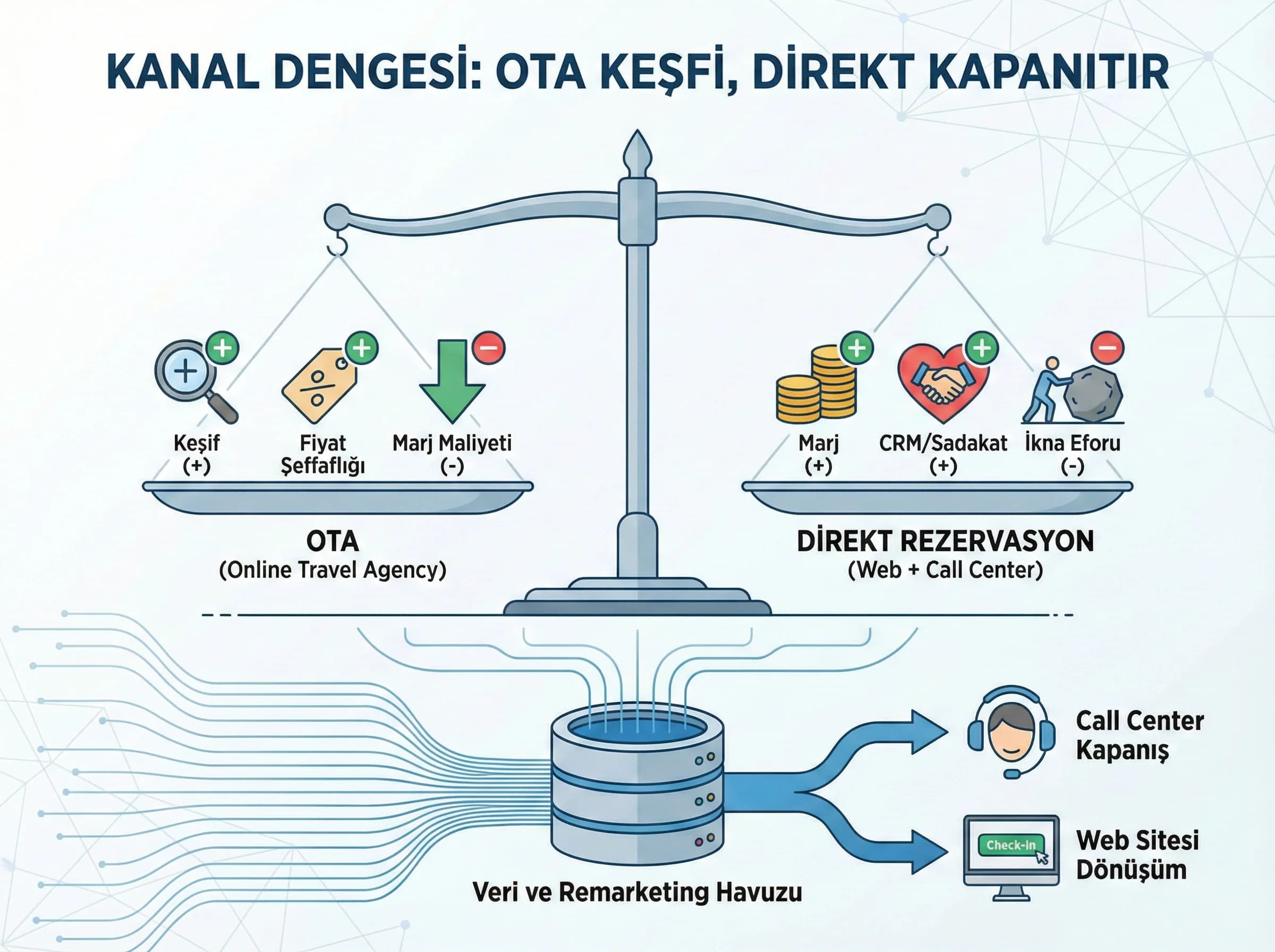 OTA ve direkt rezervasyon dengesi, turizm reklam yönetimi bölümü