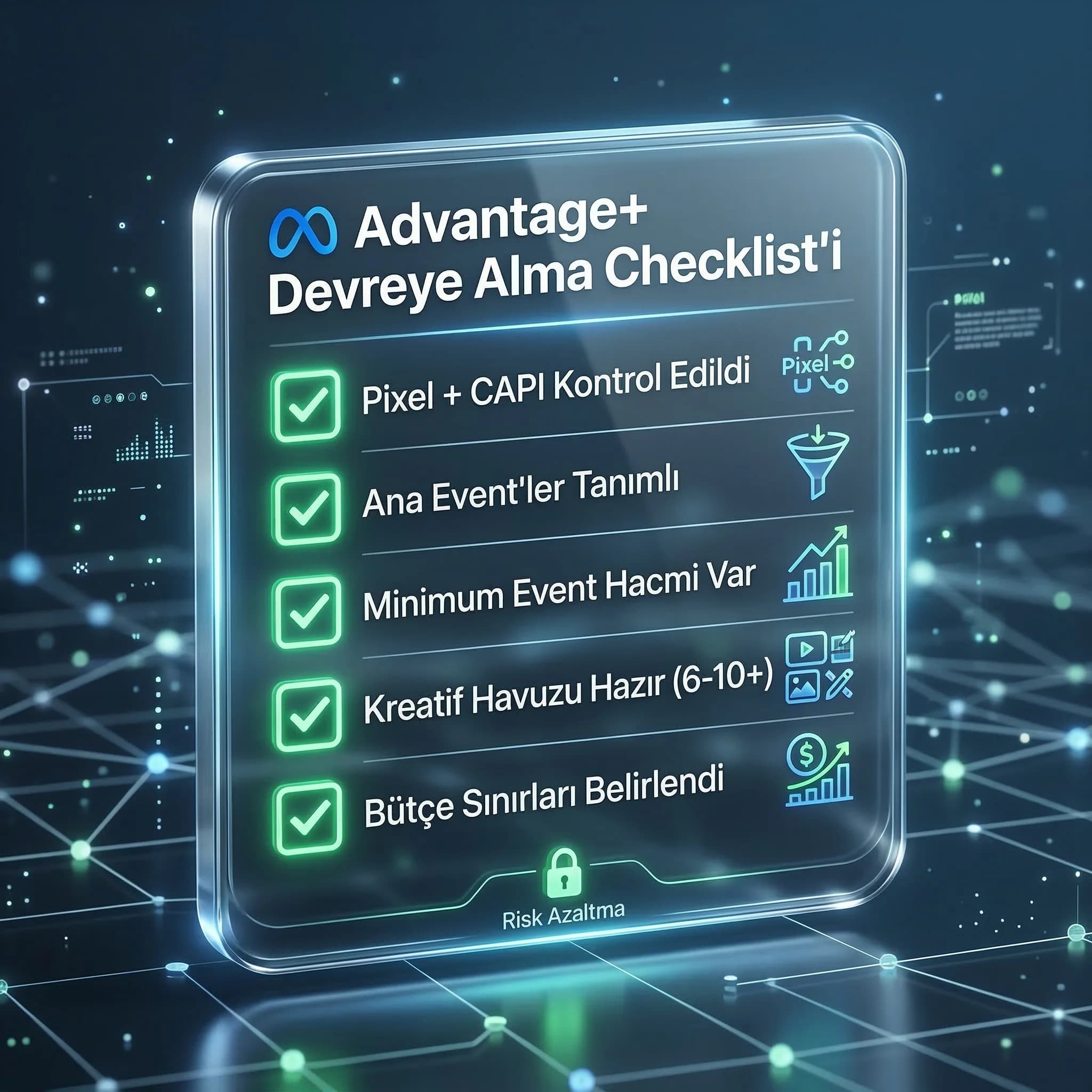 Advantage+ ön koşul checklist’i, pixel CAPI kreatif ve event hacmi kontrolü