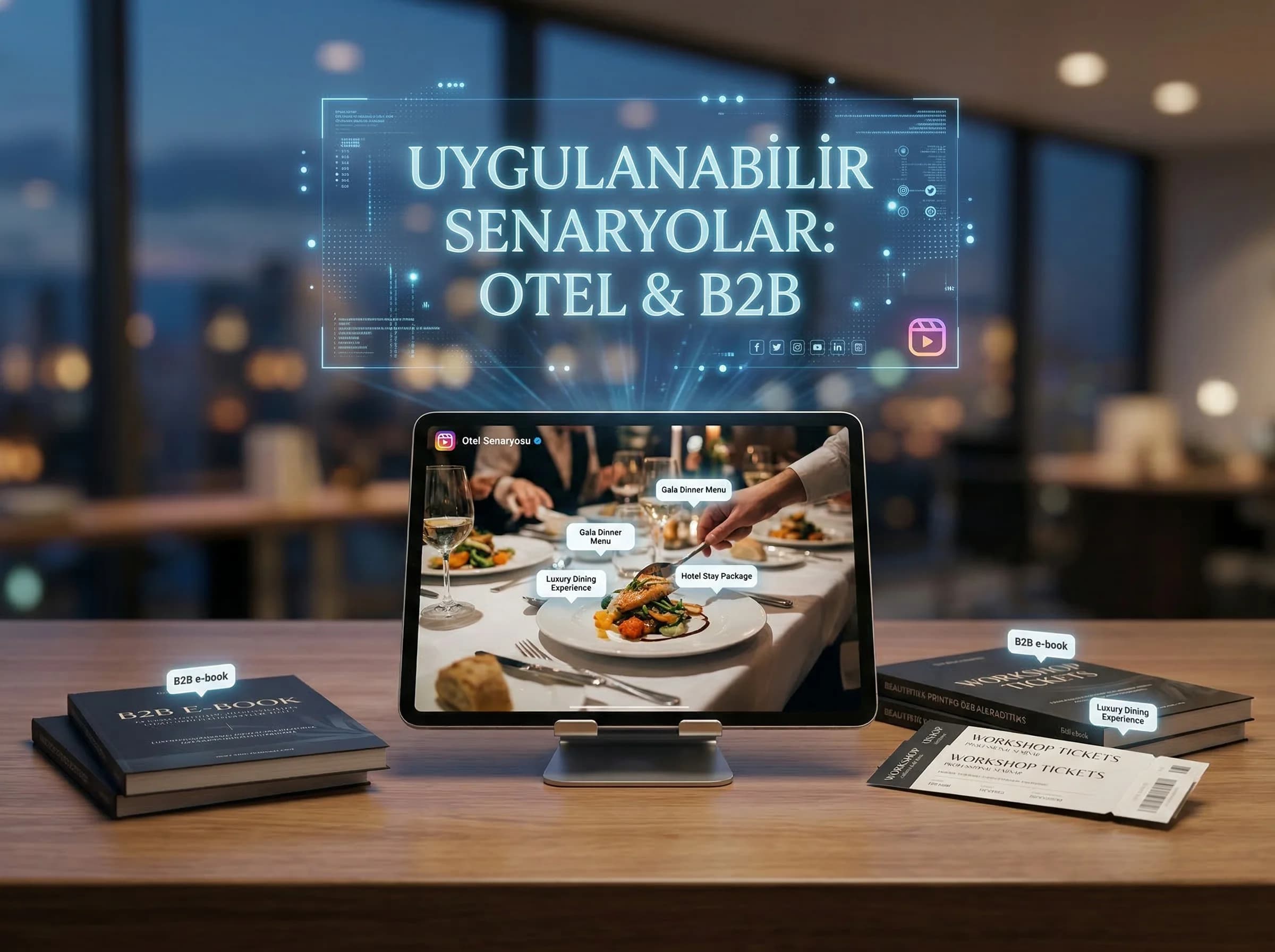 Otel ve B2B senaryoları, paket ve ek hizmet satışları, otel bağlamı