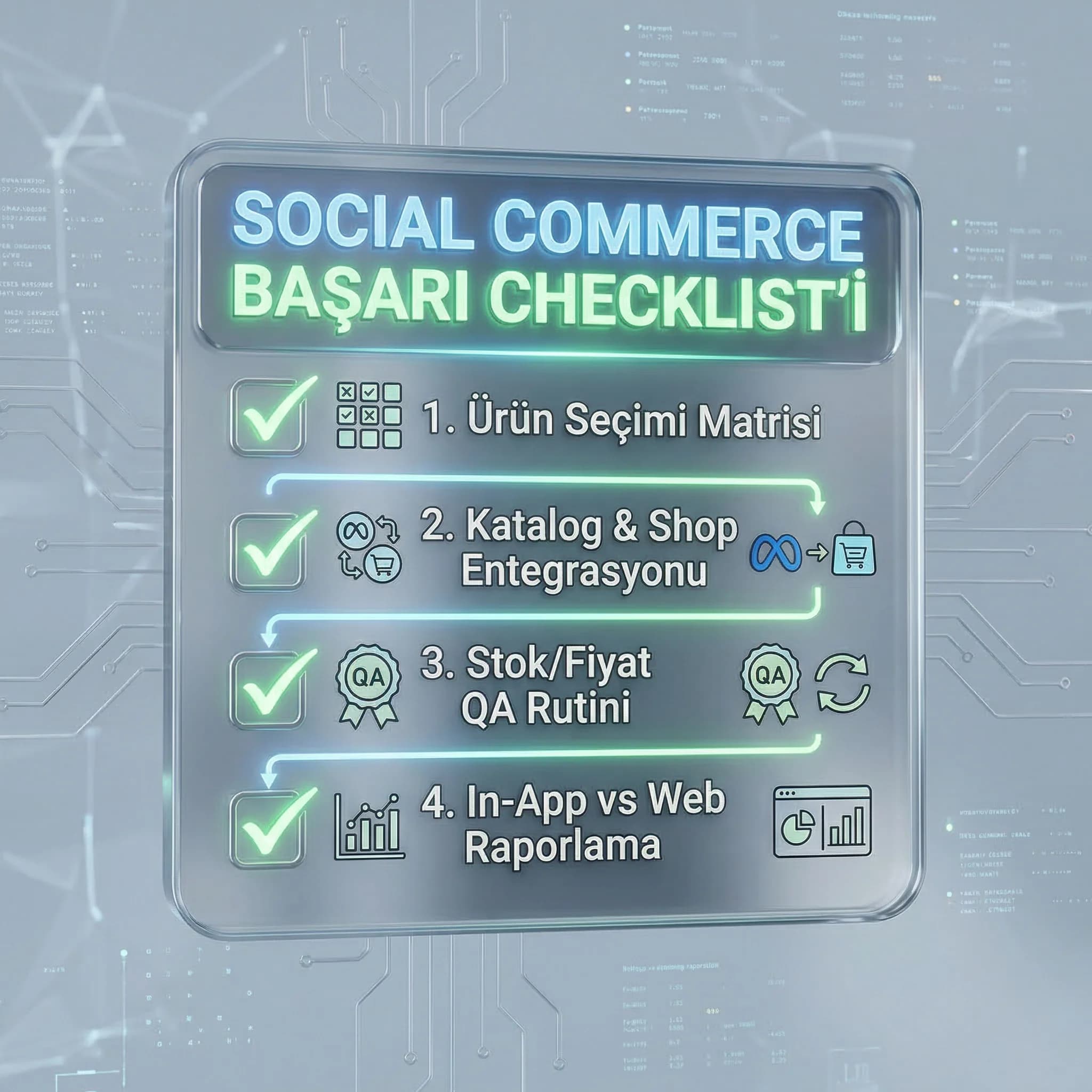 Social commerce checklist, ürün seçimi ve senkron kontrolü, otel bağlamı