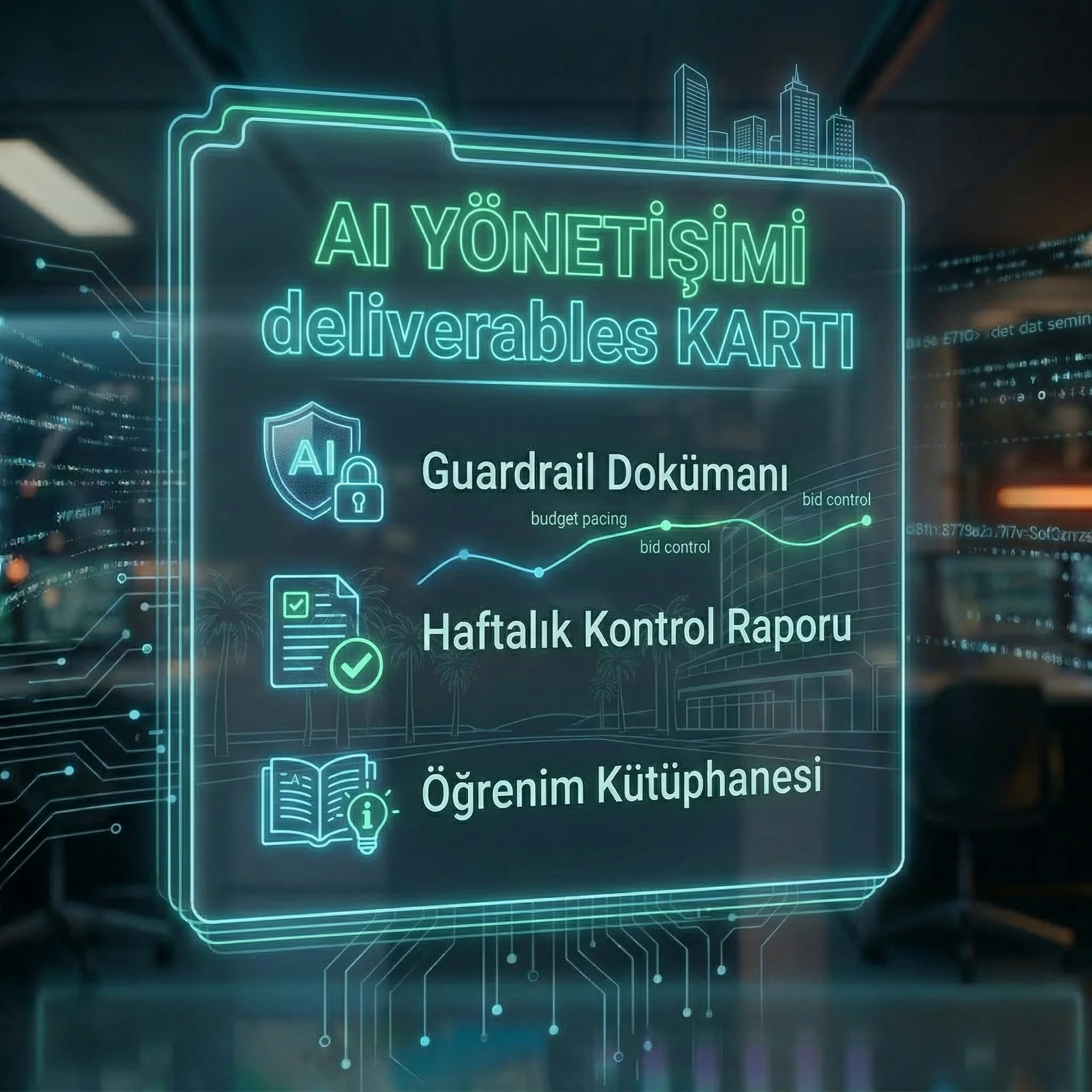 AI optimizasyon yönetişimi deliverables kartı, guardrail ve rapor çıktıları