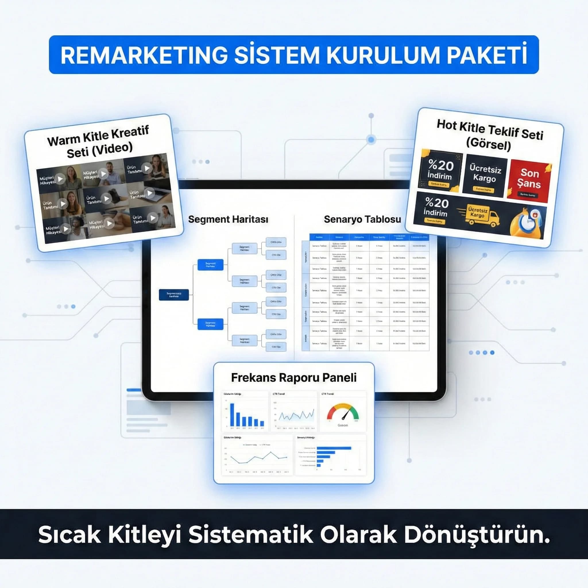 Otel ve B2B remarketing senaryo seti deliverables kartı, uygulama rehberi