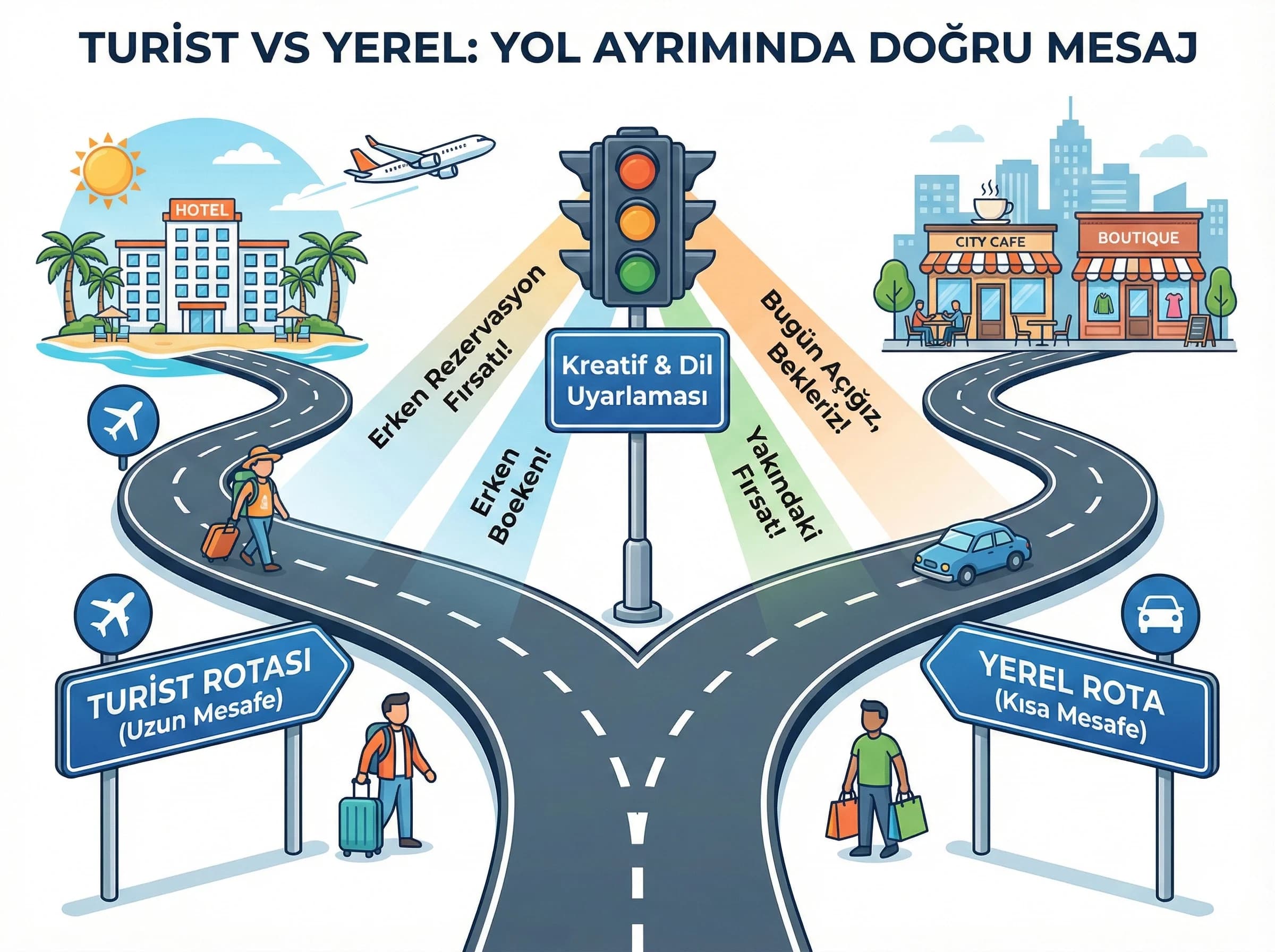 Turist vs yerel stratejisi bölüm ayracı, lokasyon bazlı reklam planı