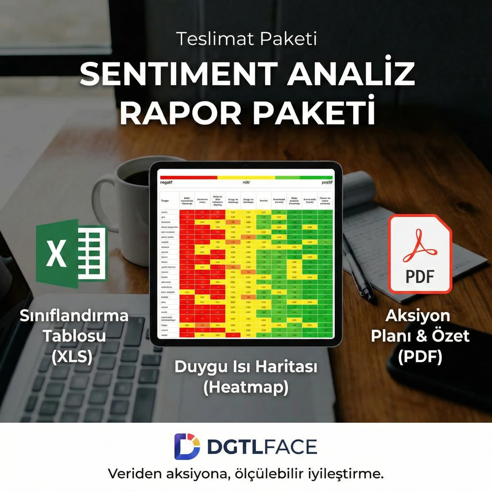 Sentiment raporu teslim paketi, ısı haritası ve aksiyon planı, marka yönetimi