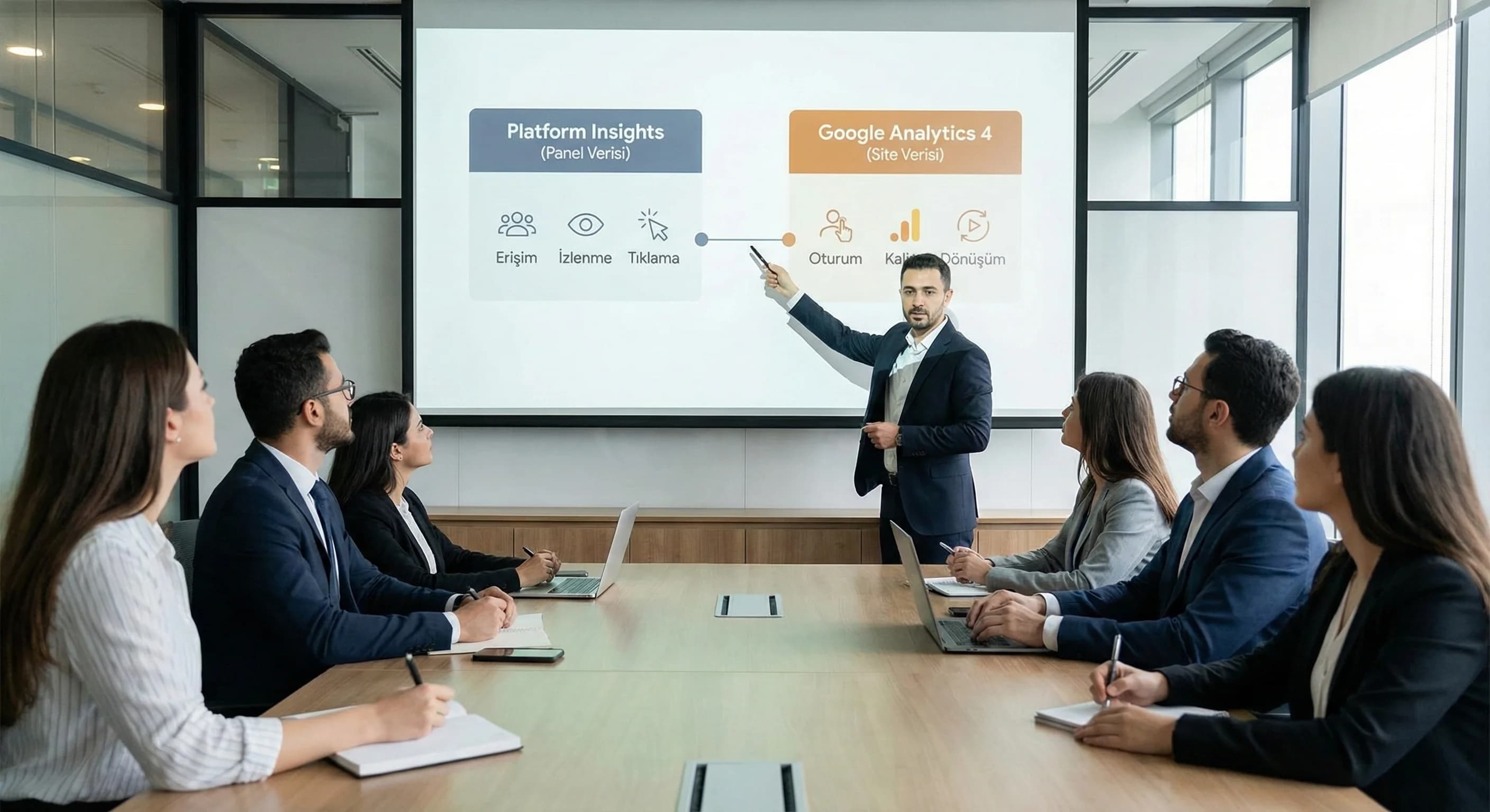 Panel ve GA4 yan yana okuma, veri temelli karar, otel pazarlama ekibi