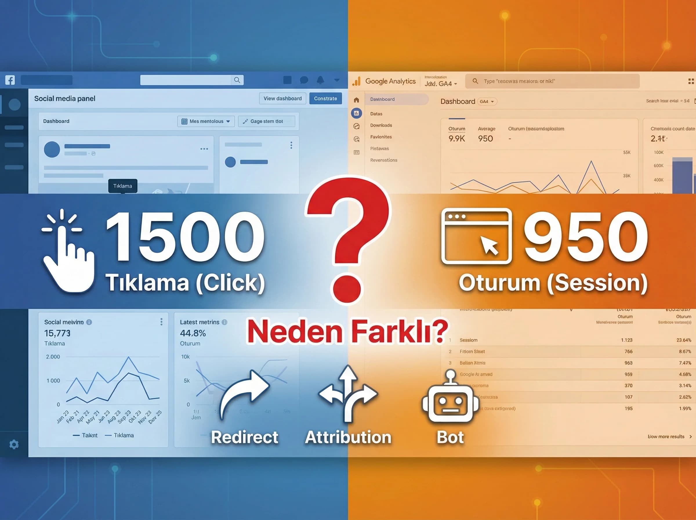 Panel GA4 farkları ve attribution, UTM standardı, B2B sosyal raporlama