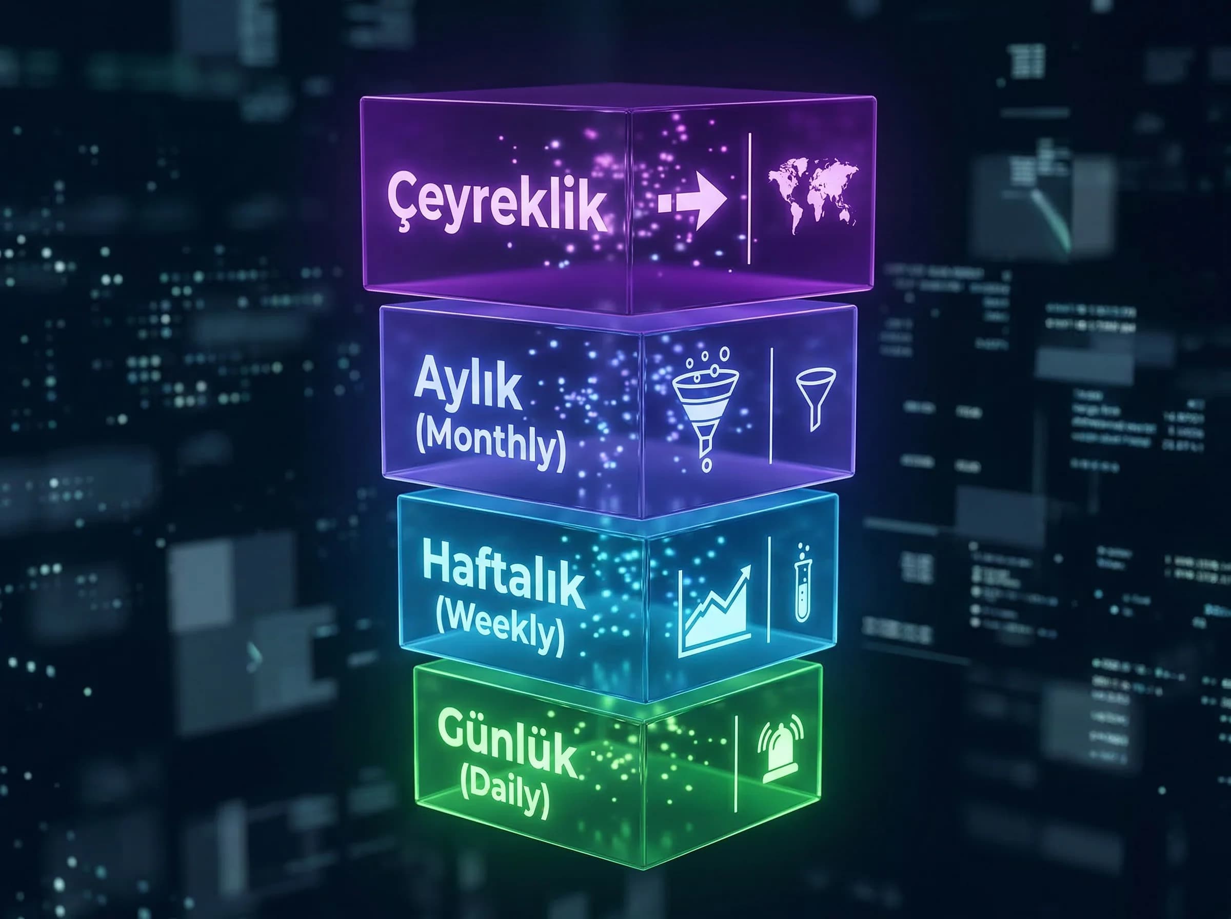 Günlük haftalık aylık çeyreklik analiz ritmi, sosyal medya operasyon takvimi, sürdürülebilir raporlama