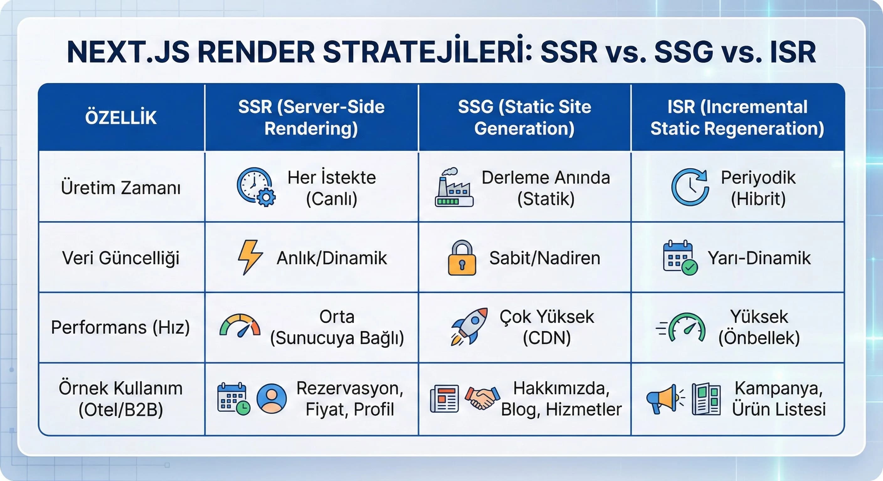 SSR/SSG/ISR tercihi: Kurumsal projede render stratejisini nasıl seçersiniz?