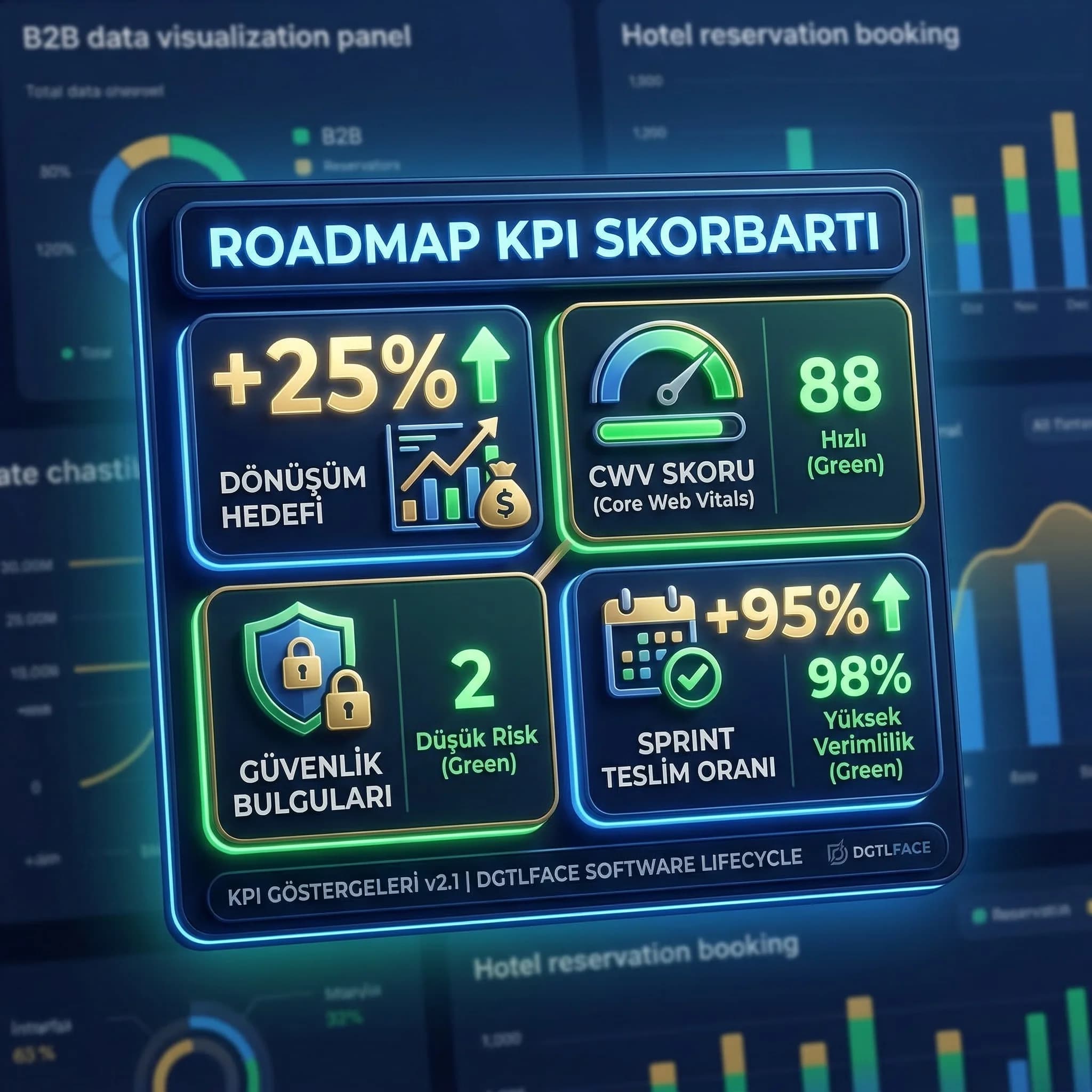 Roadmap KPI kartı, dönüşüm ve CWV iyileştirme hedefleri