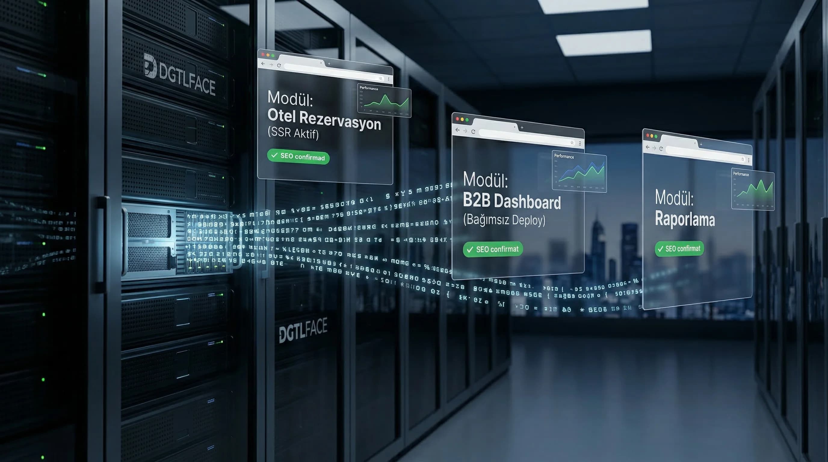 Kurumsal portal modülleri + bağımsız deploy + SEO/SSR dengesi, otel/B2B bağlamı