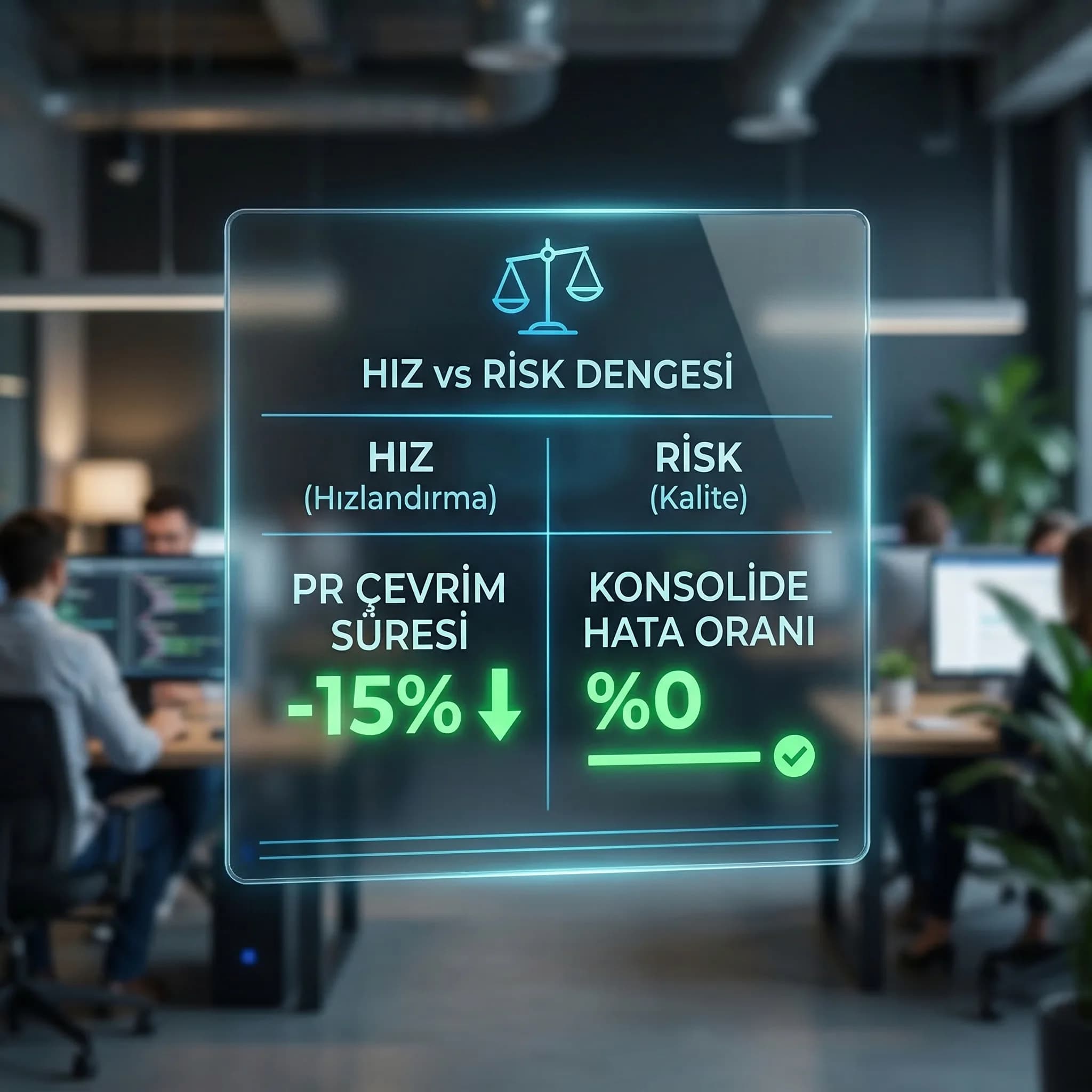 AI destekli geliştirme KPI kartı, hız ve risk dengesini ölçme