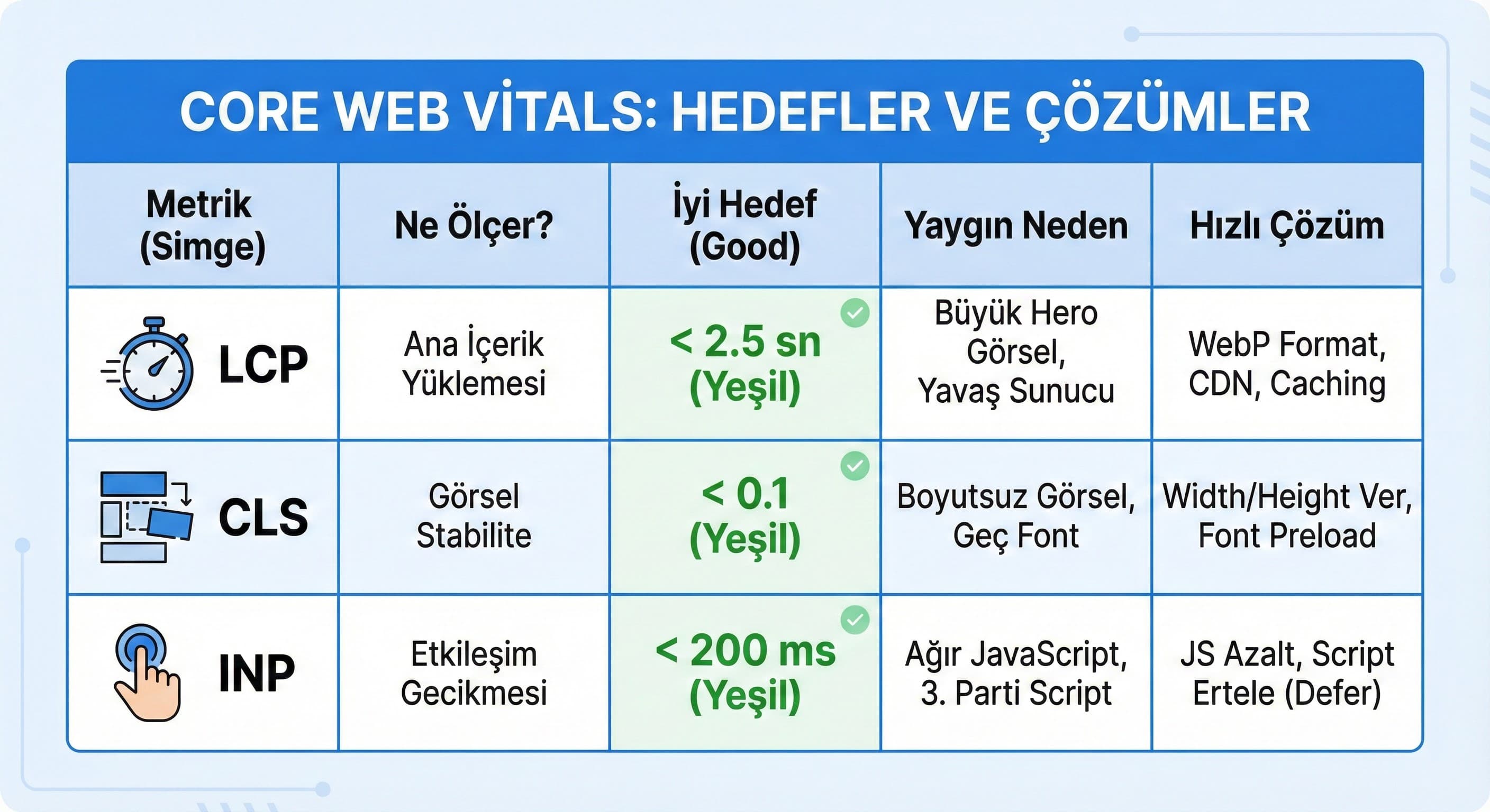Core Web Vitals Nedir? (LCP, CLS, INP)