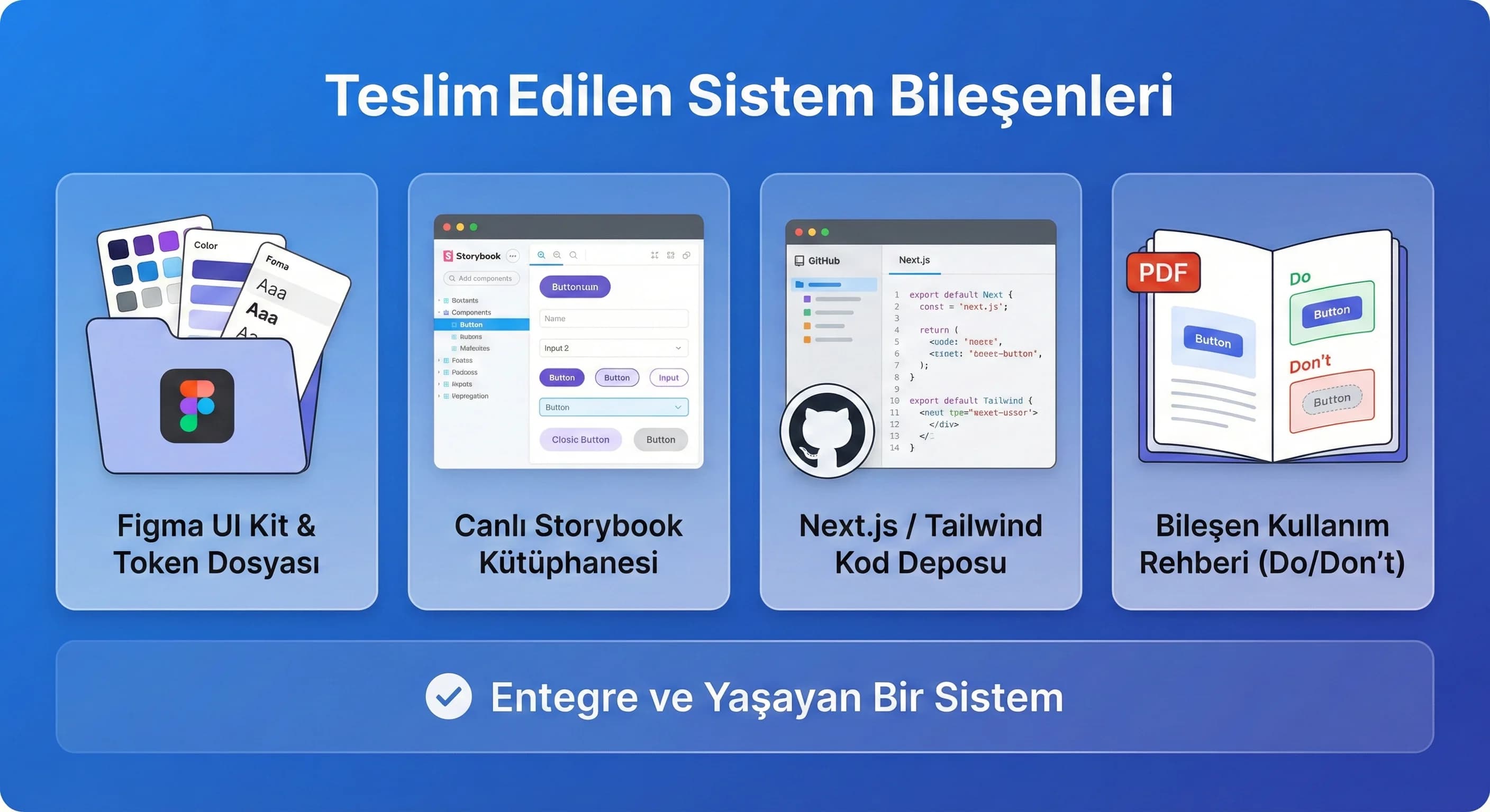 Component kütüphanesi deliverables ve dokümantasyon kanıt kartı, ajans ve otel projeleri