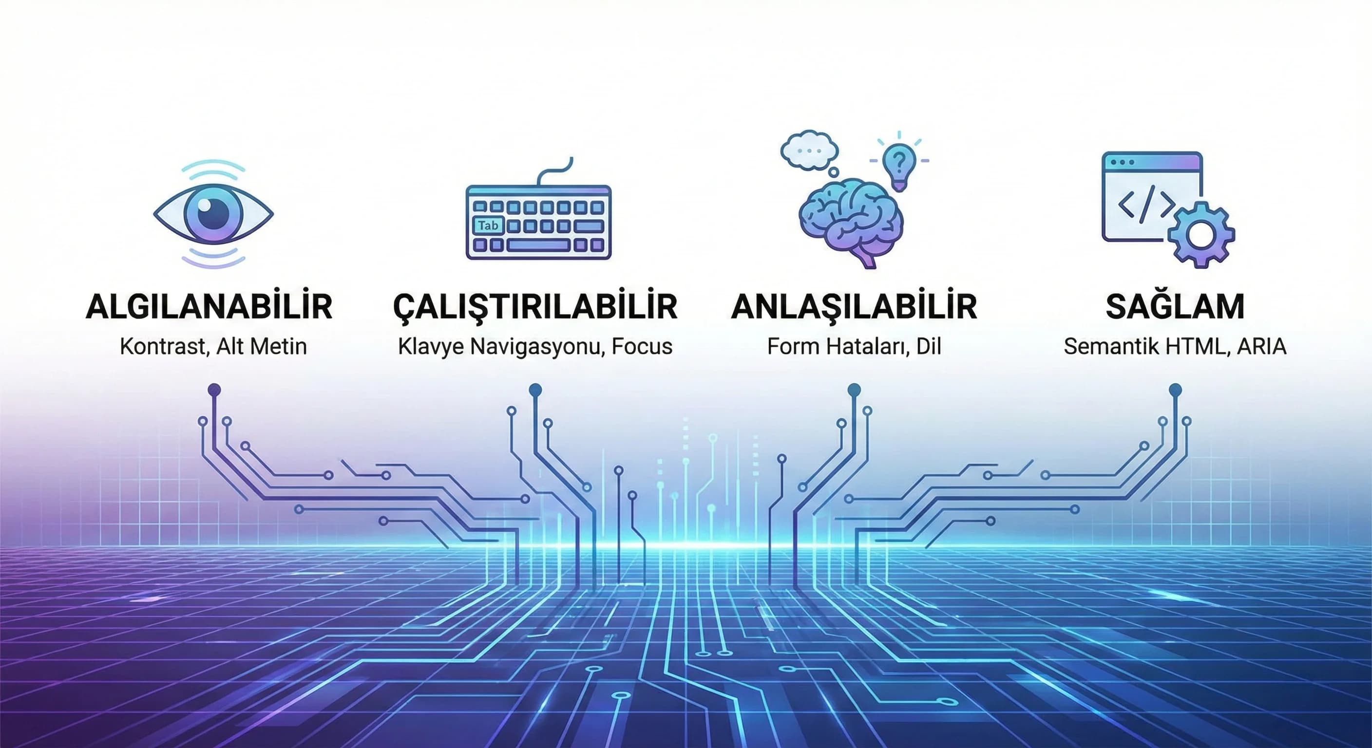 WCAG ve pratik checklist bölüm ayırıcı, kurumsal web uyumluluk