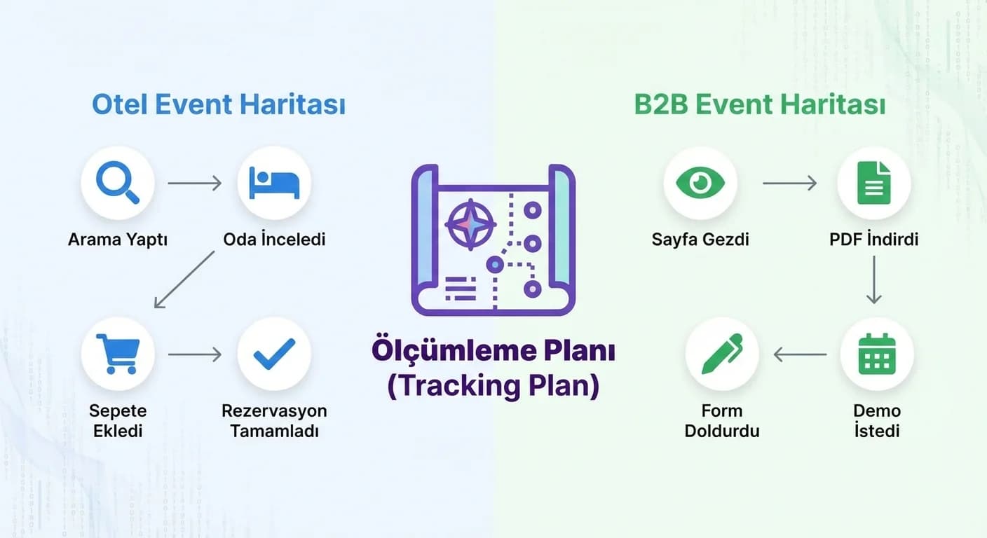 Otel ve B2B event haritaları bölüm ayırıcı, ölçümleme planı