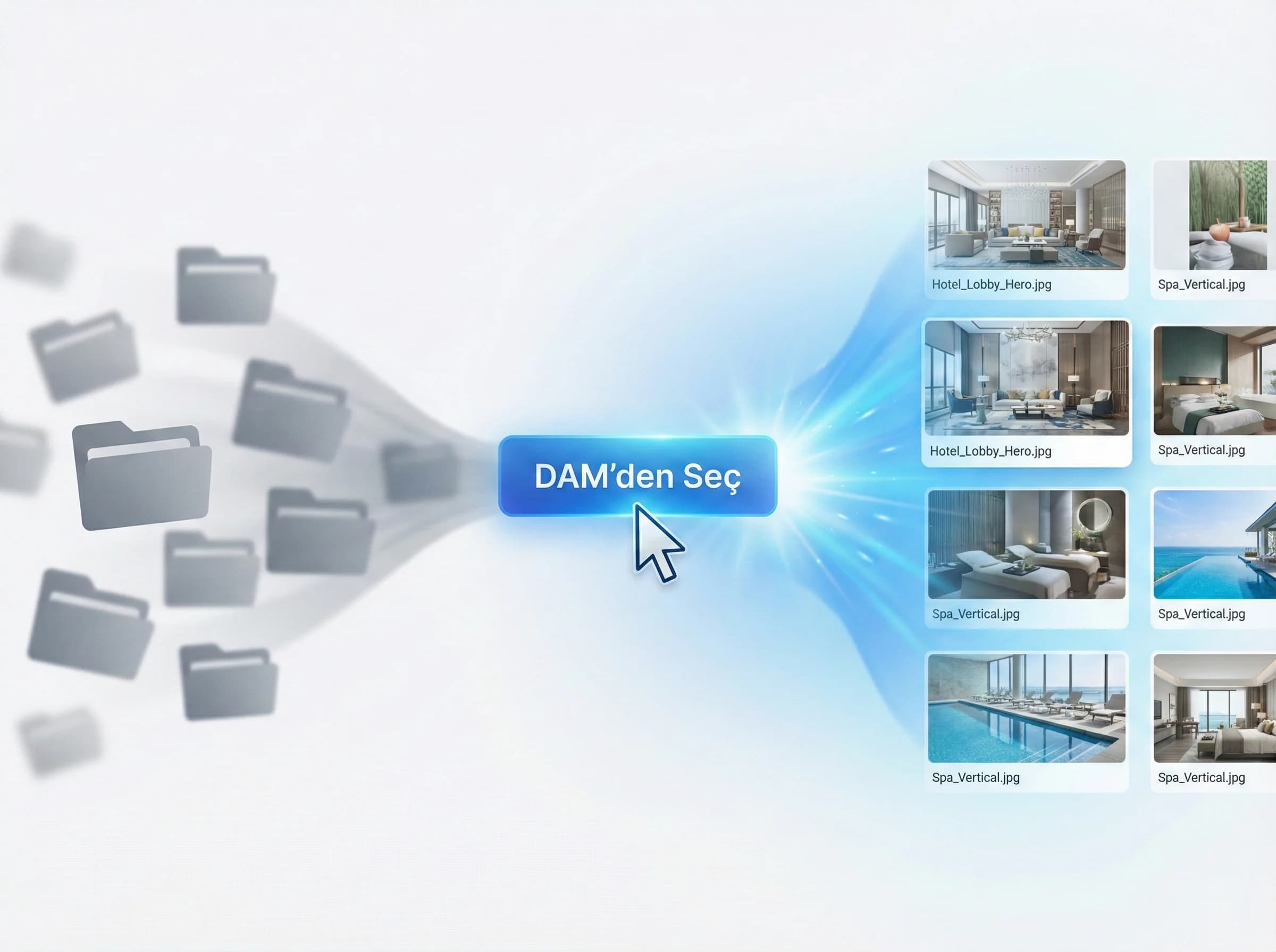 CMS içinden DAM kullanımı görseli, editoryal UX bağlamı