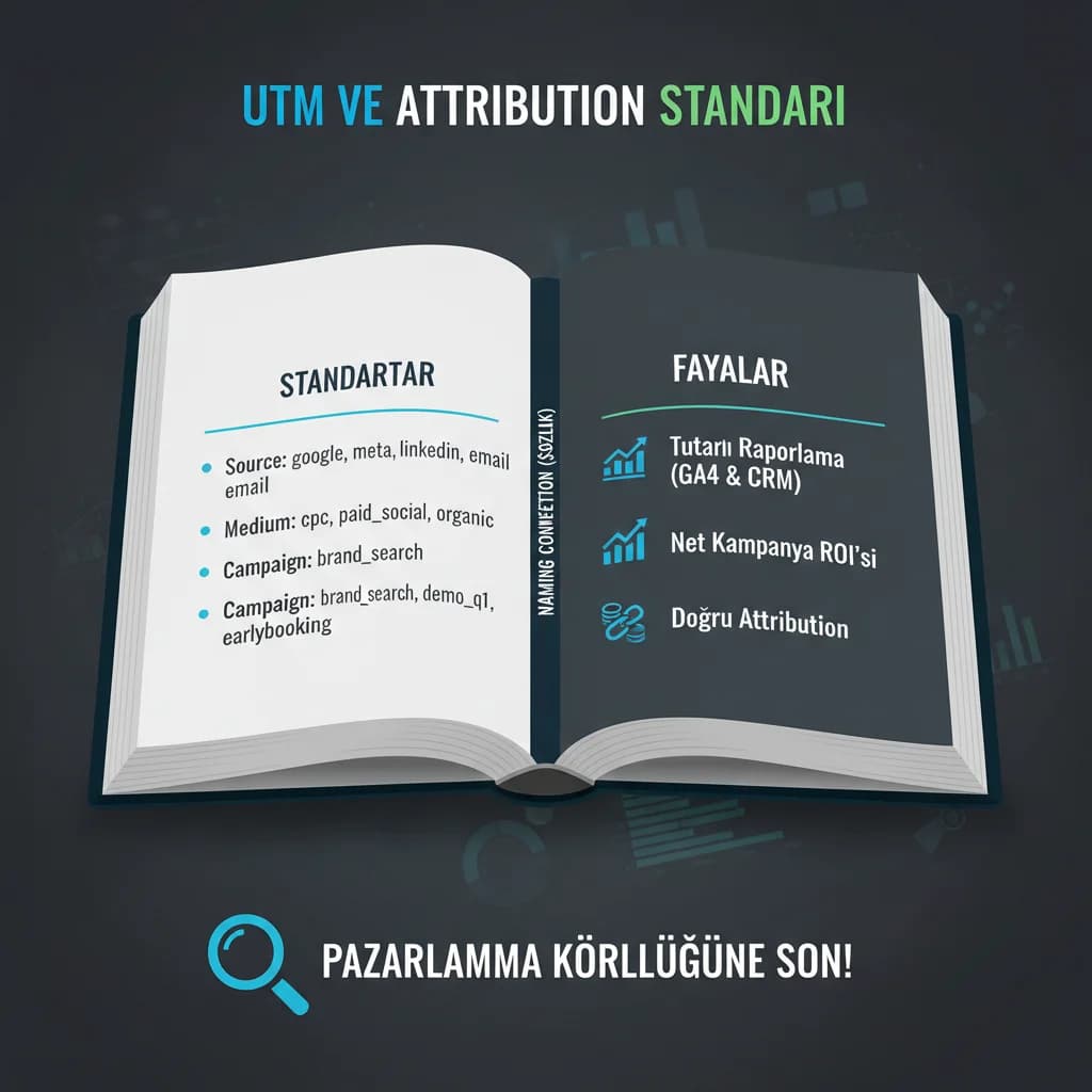 UTM ve attribution standardı görseli, raporlama bağlamı
