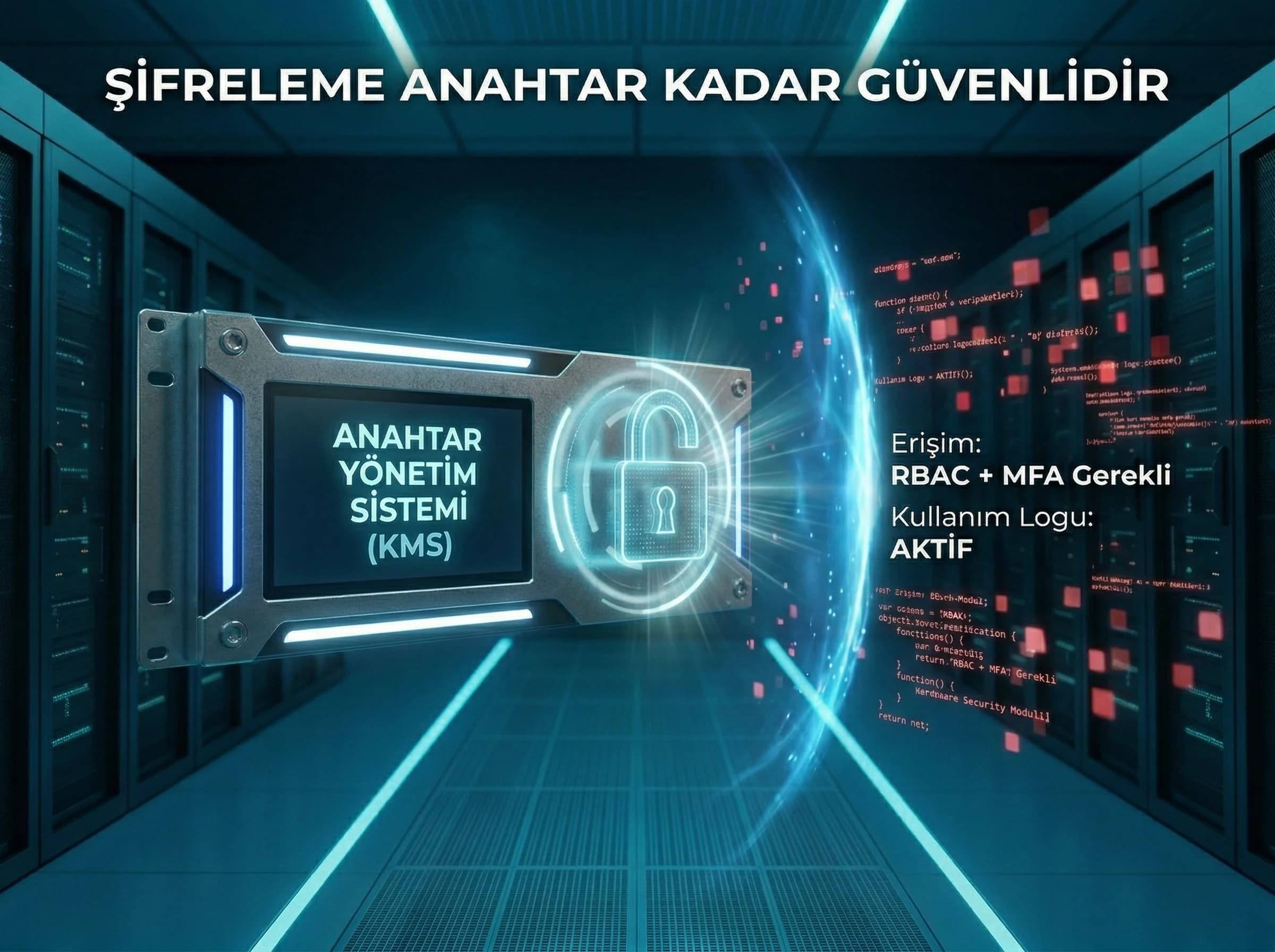 Client TLS disk DB ve uygulama katmanı şifreleme diyagramı, KVKK teknik tedbir