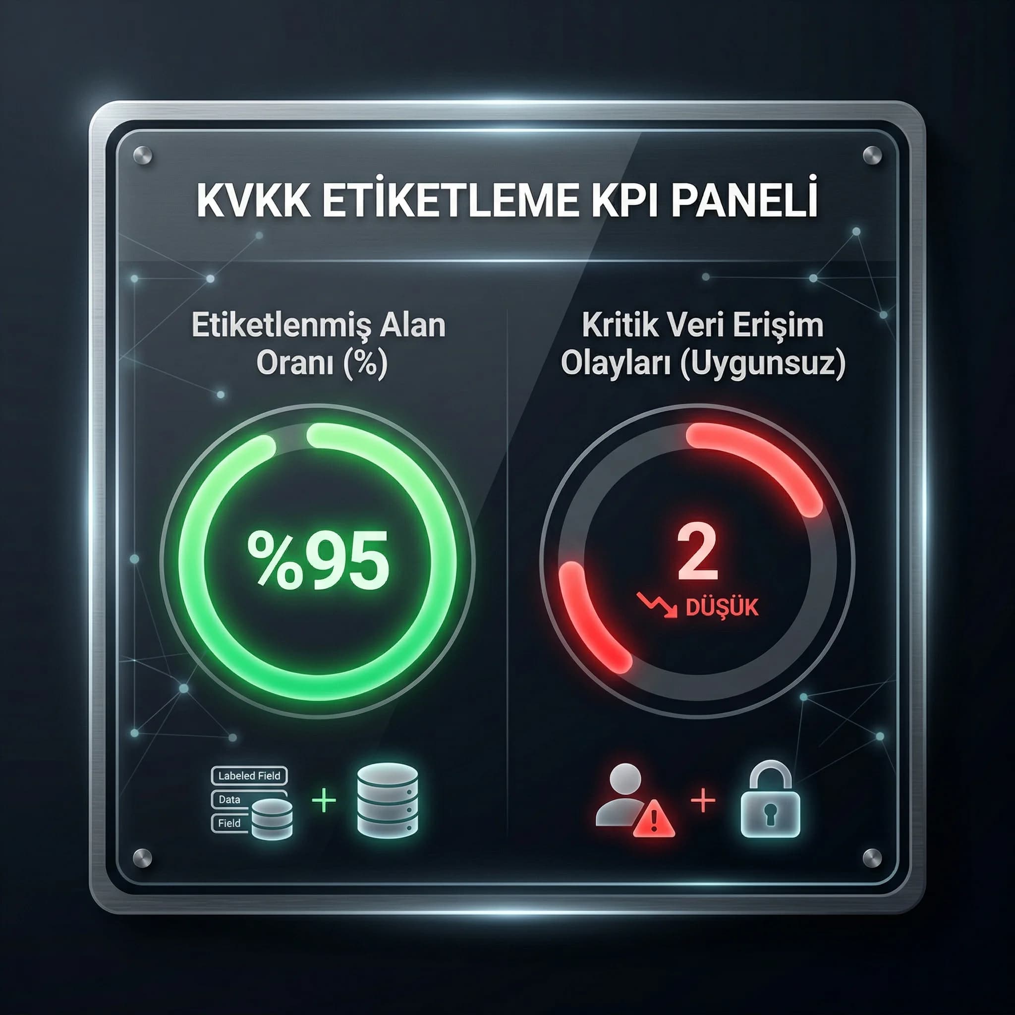 Etiket kapsama ve kritik veri erişim KPI paneli, KVKK uyum takibi
