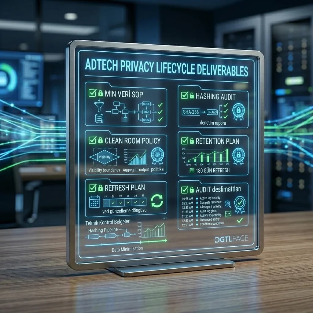 Liste lifecycle ve audit deliverables kartı, otel ve B2B adtech modeli