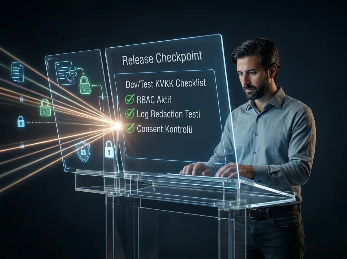 Dev ve test KVKK checklist bölümü ayırıcı, release öncesi kontroller