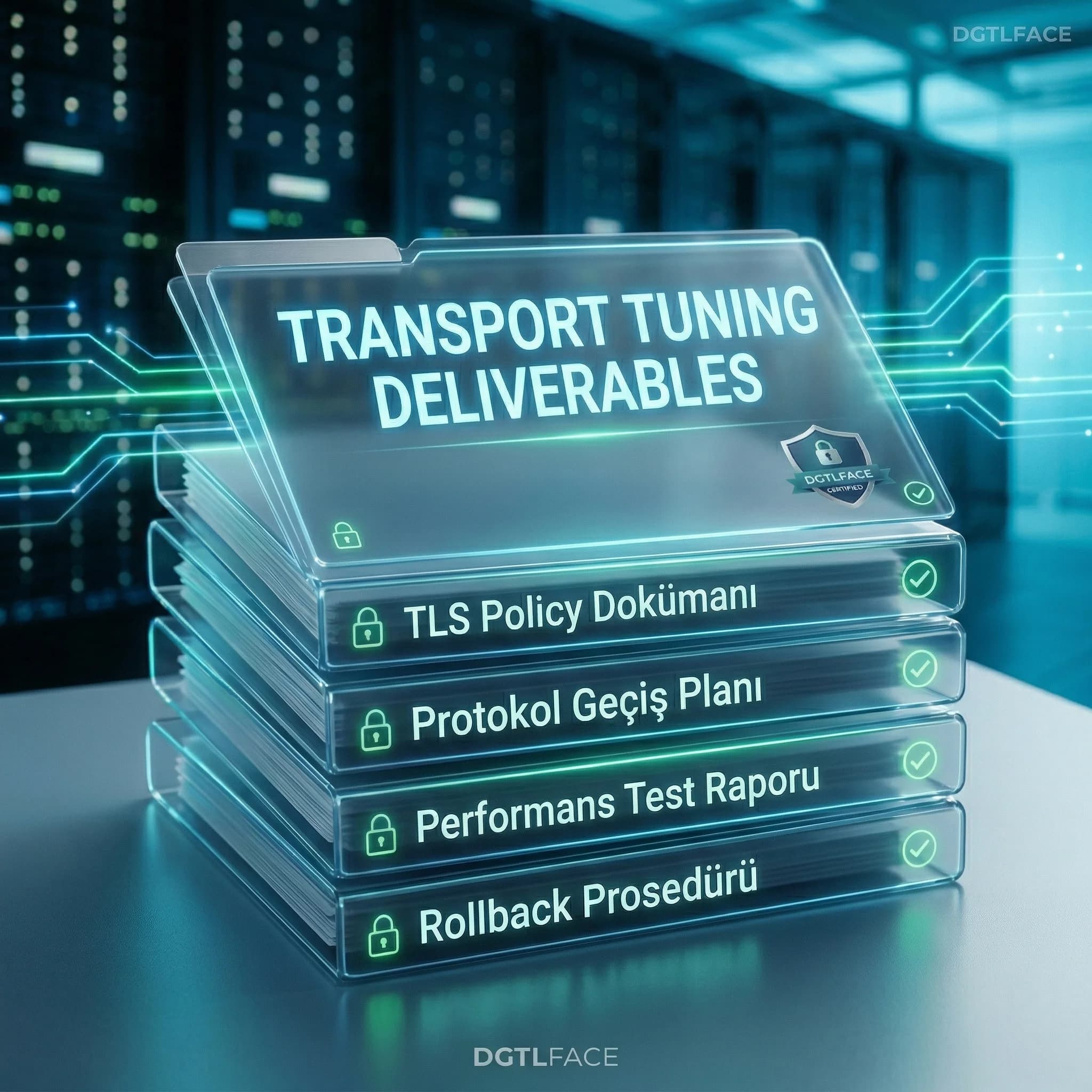 Transport tuning deliverable seti, TLS policy ve protokol geçiş planı ile ölçüm raporu